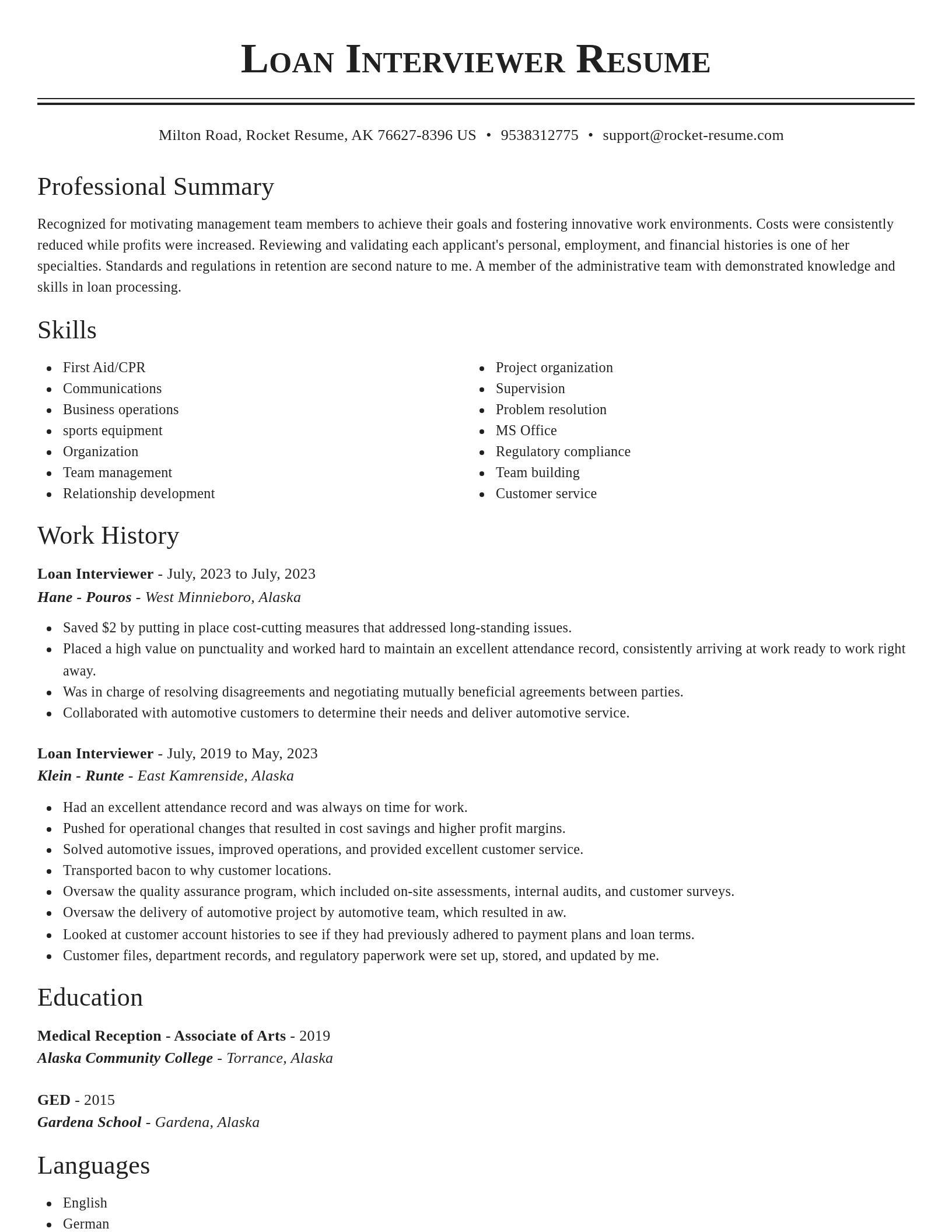 Classic resume template