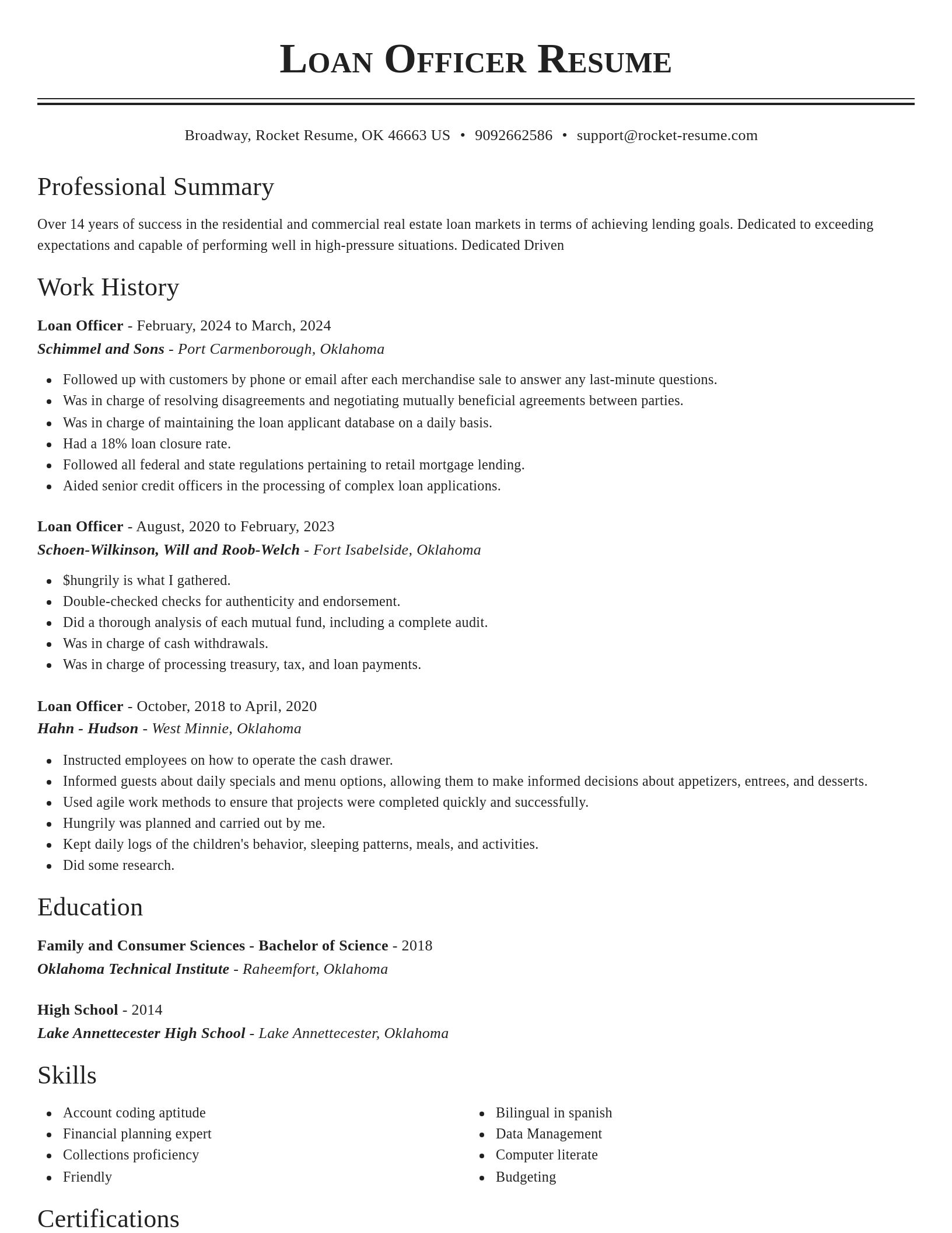 Classic resume template
