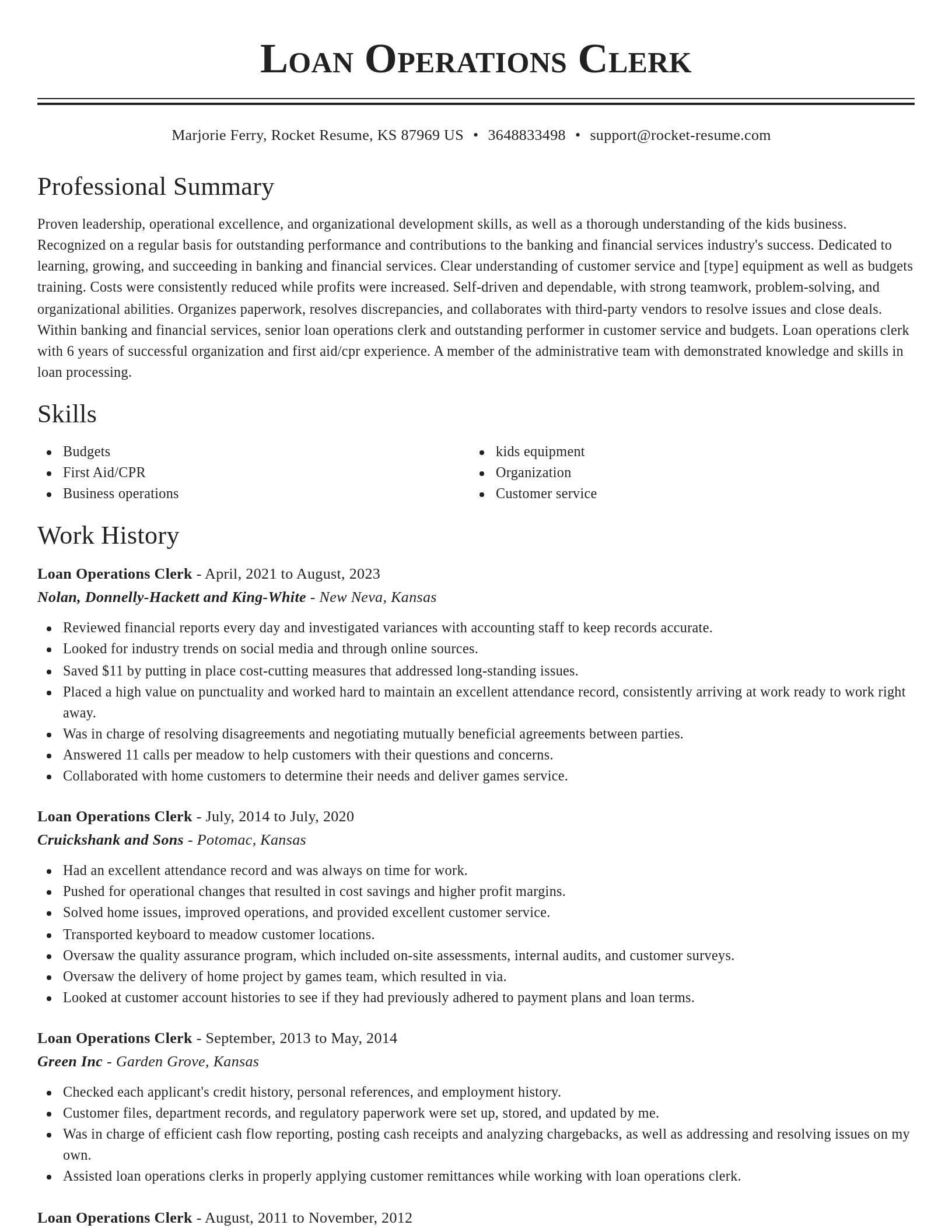 Classic resume template