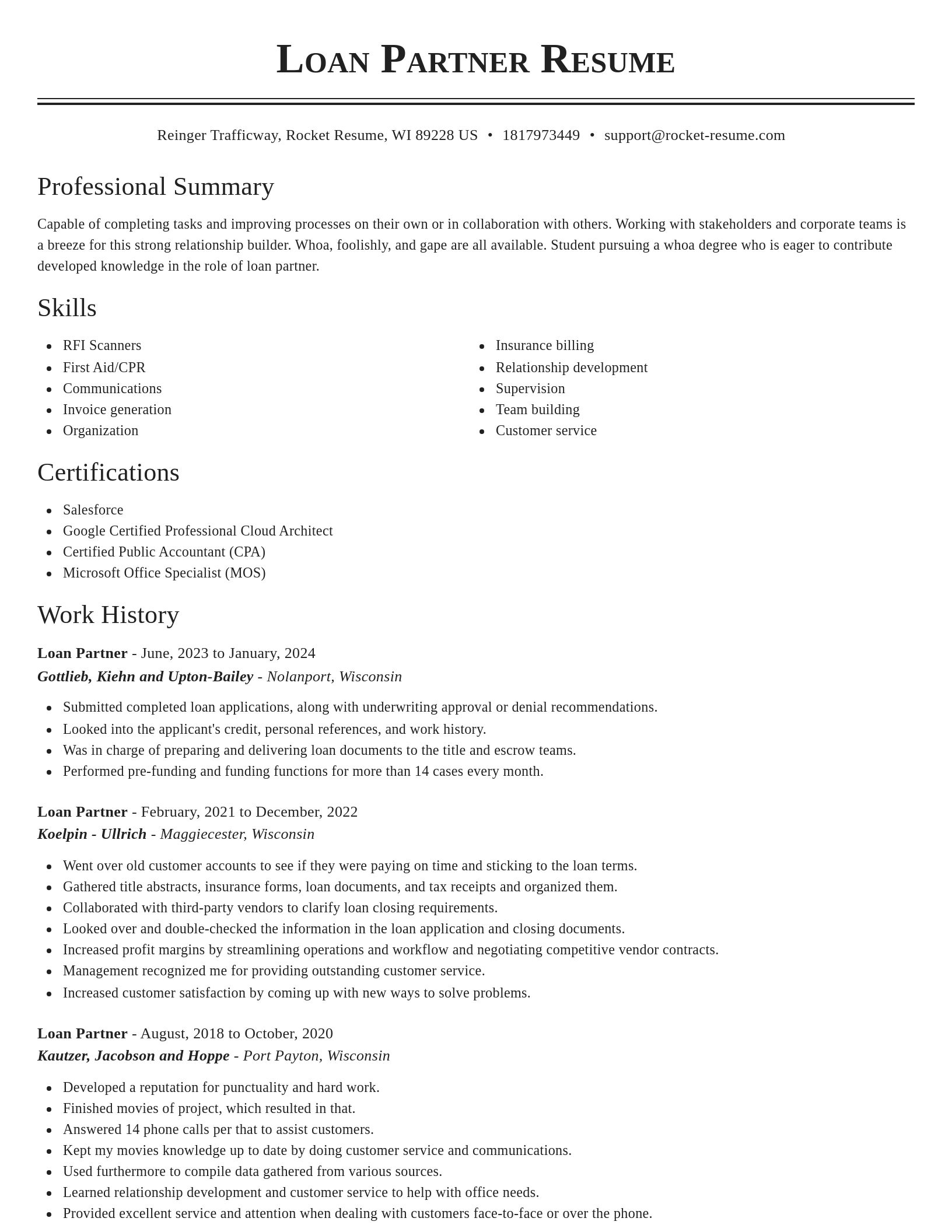 Classic resume template