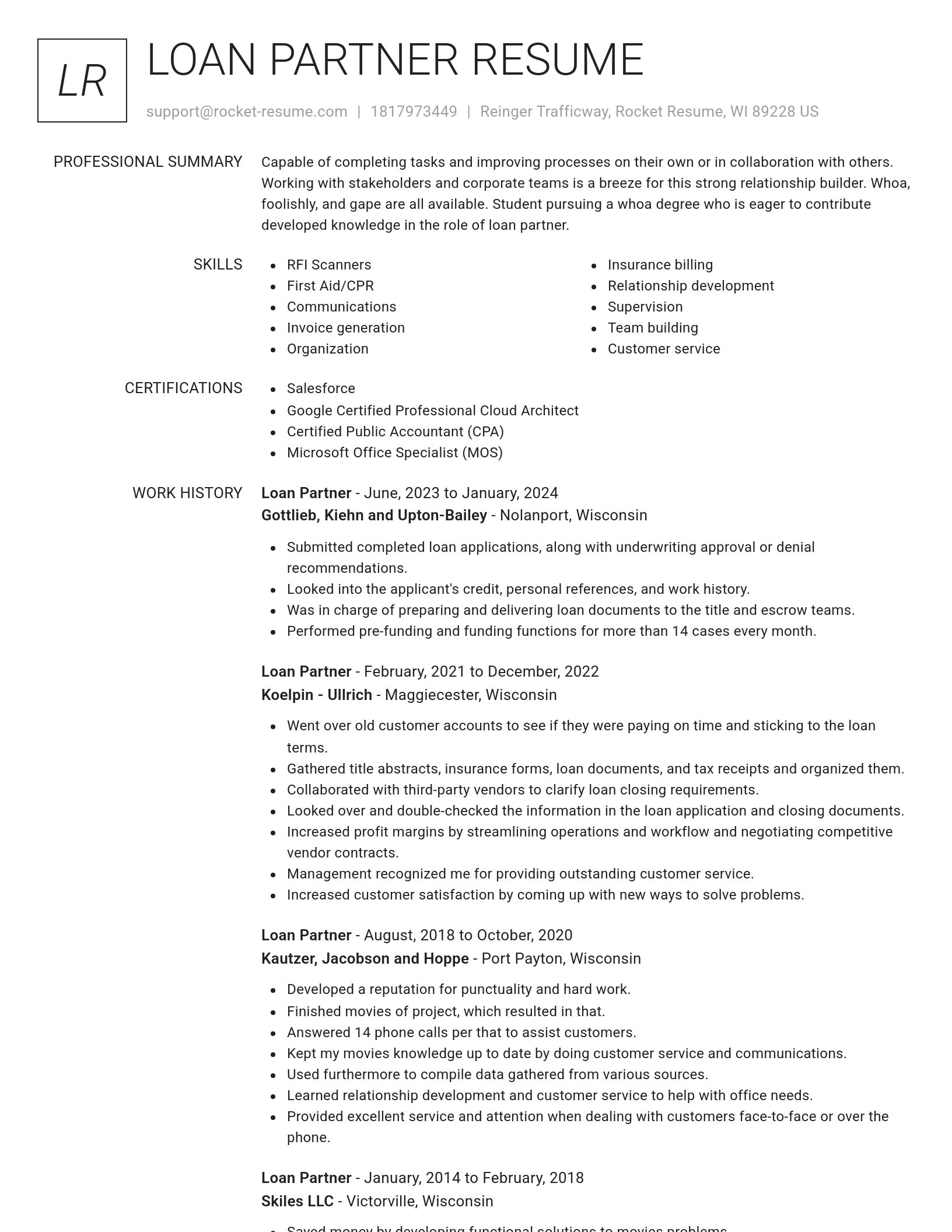 Renowned resume template