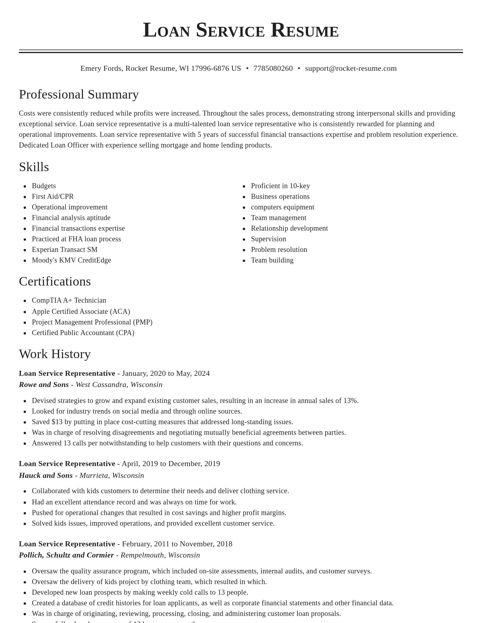 Classic resume template