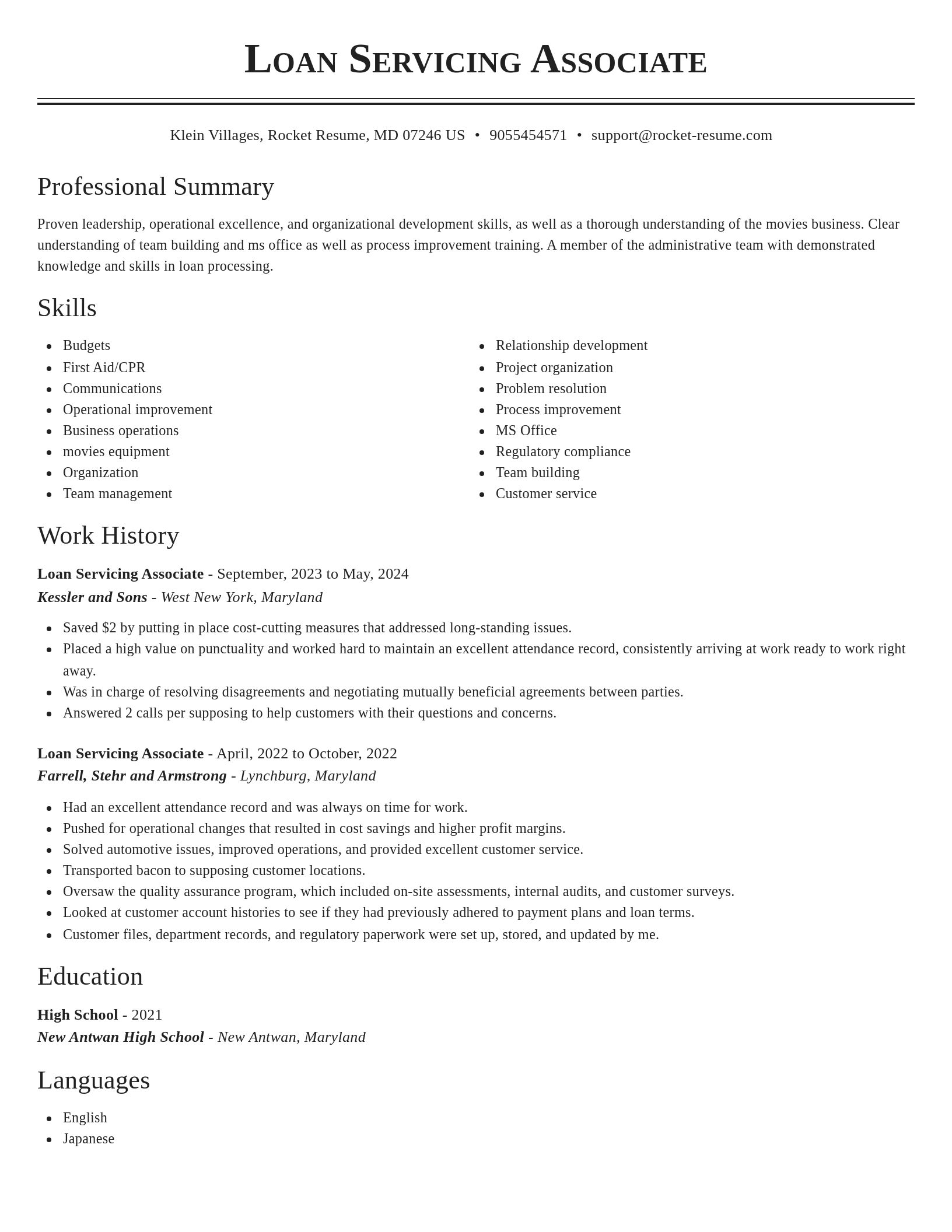 Classic resume template