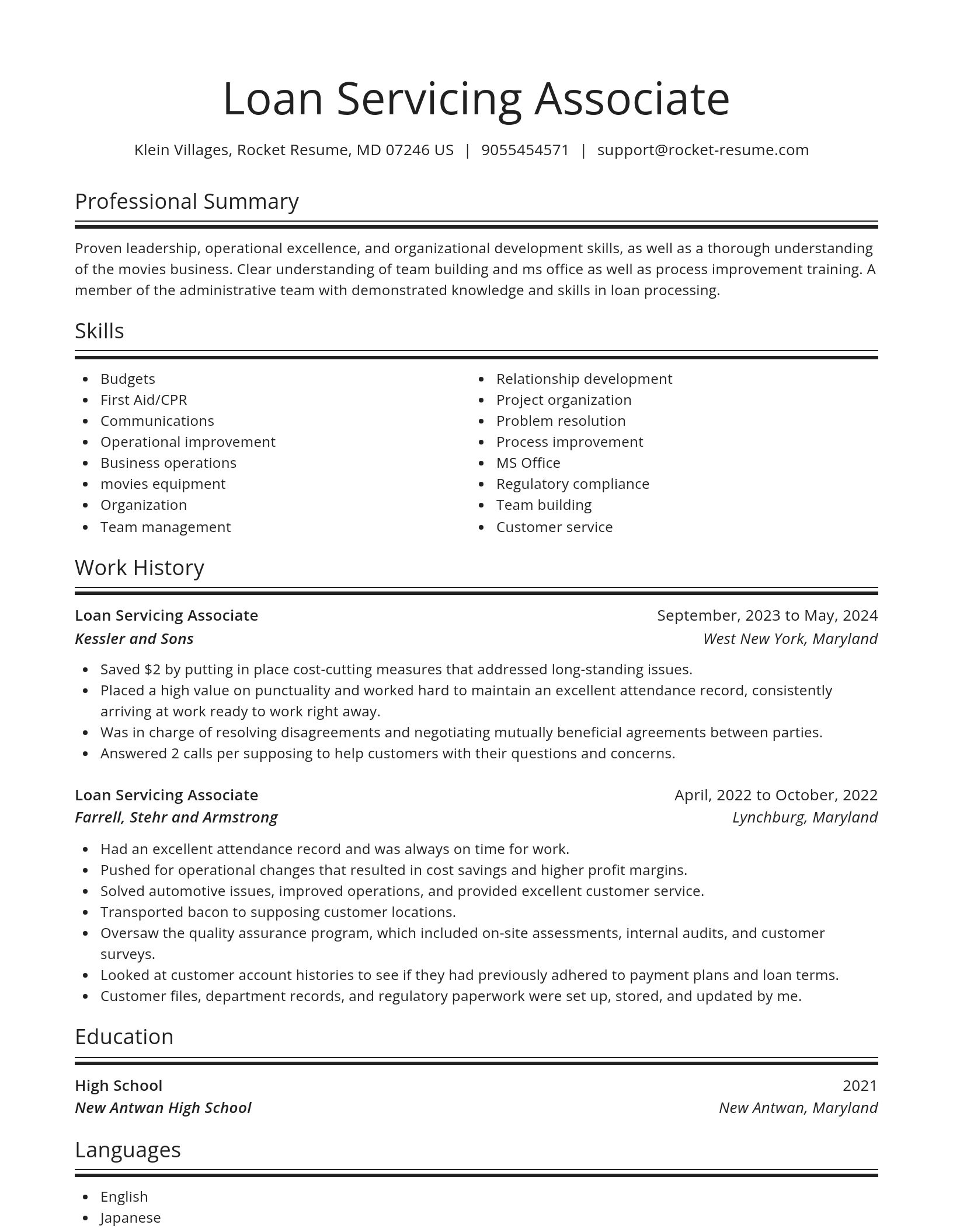 Spotlight resume template