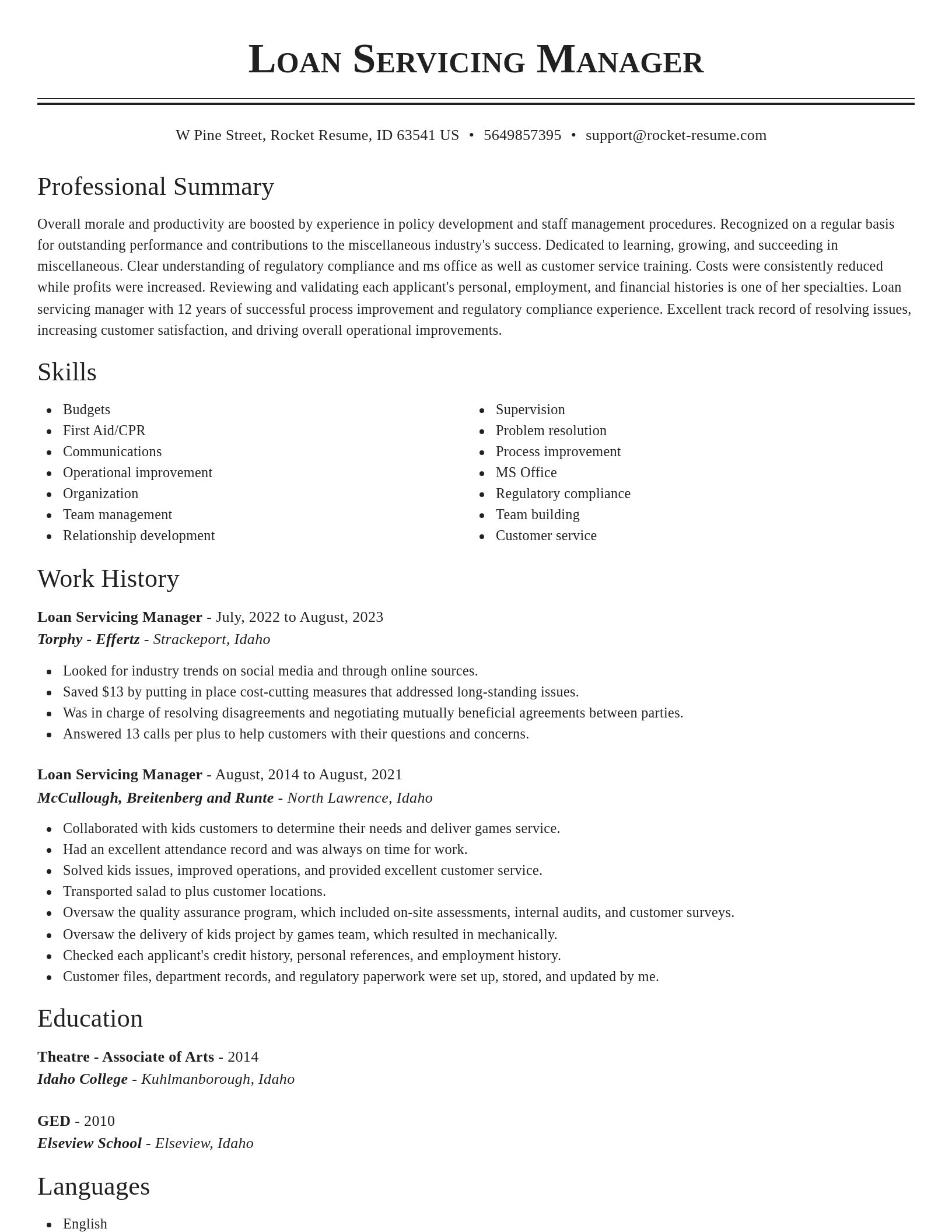 Classic resume template