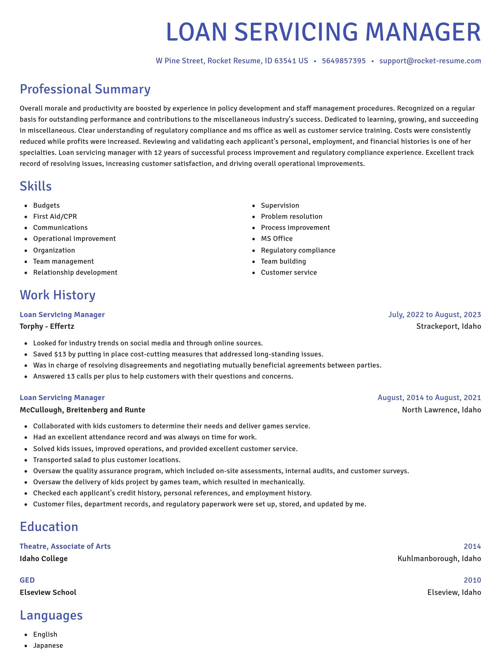 Novel resume template