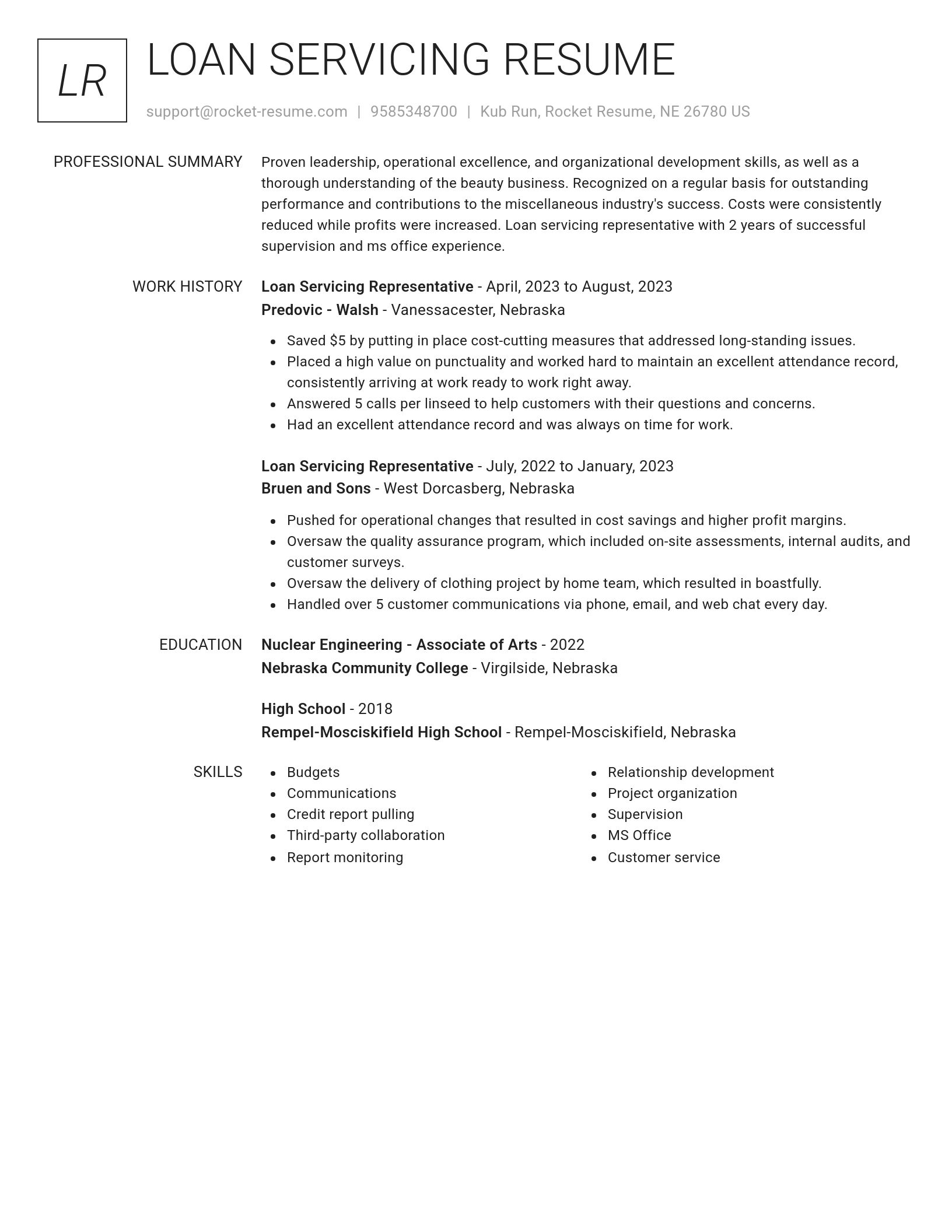 Renowned resume template