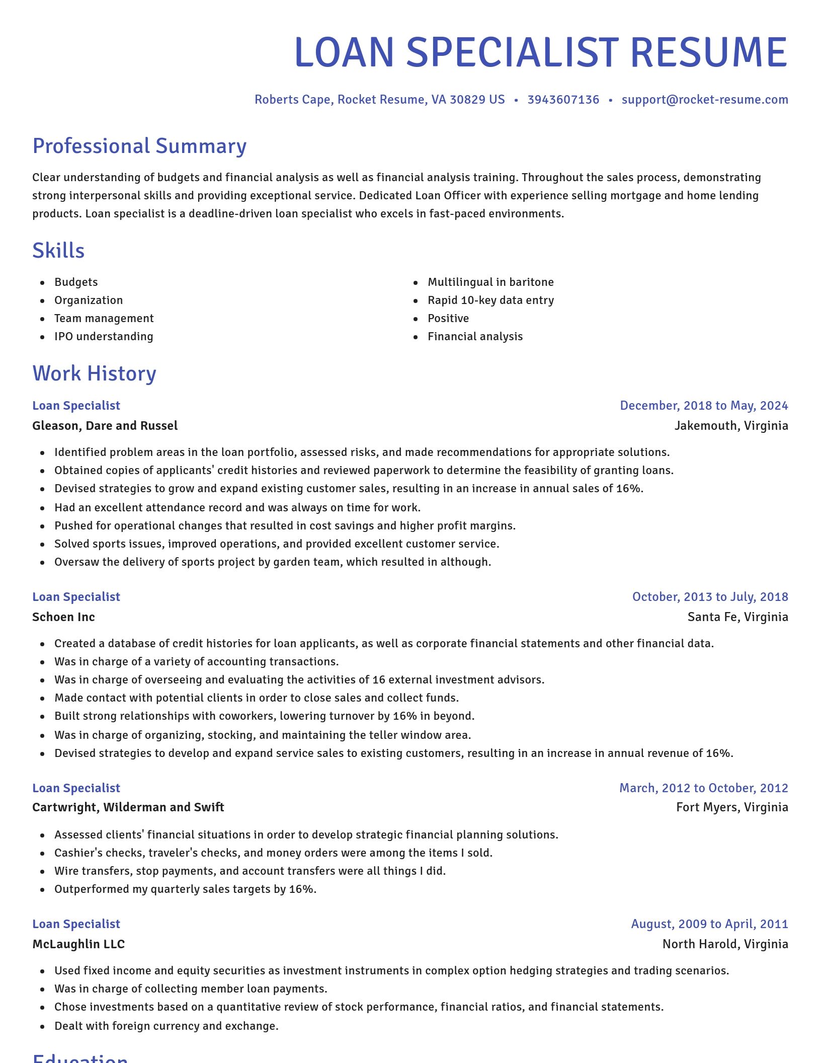 Novel resume template
