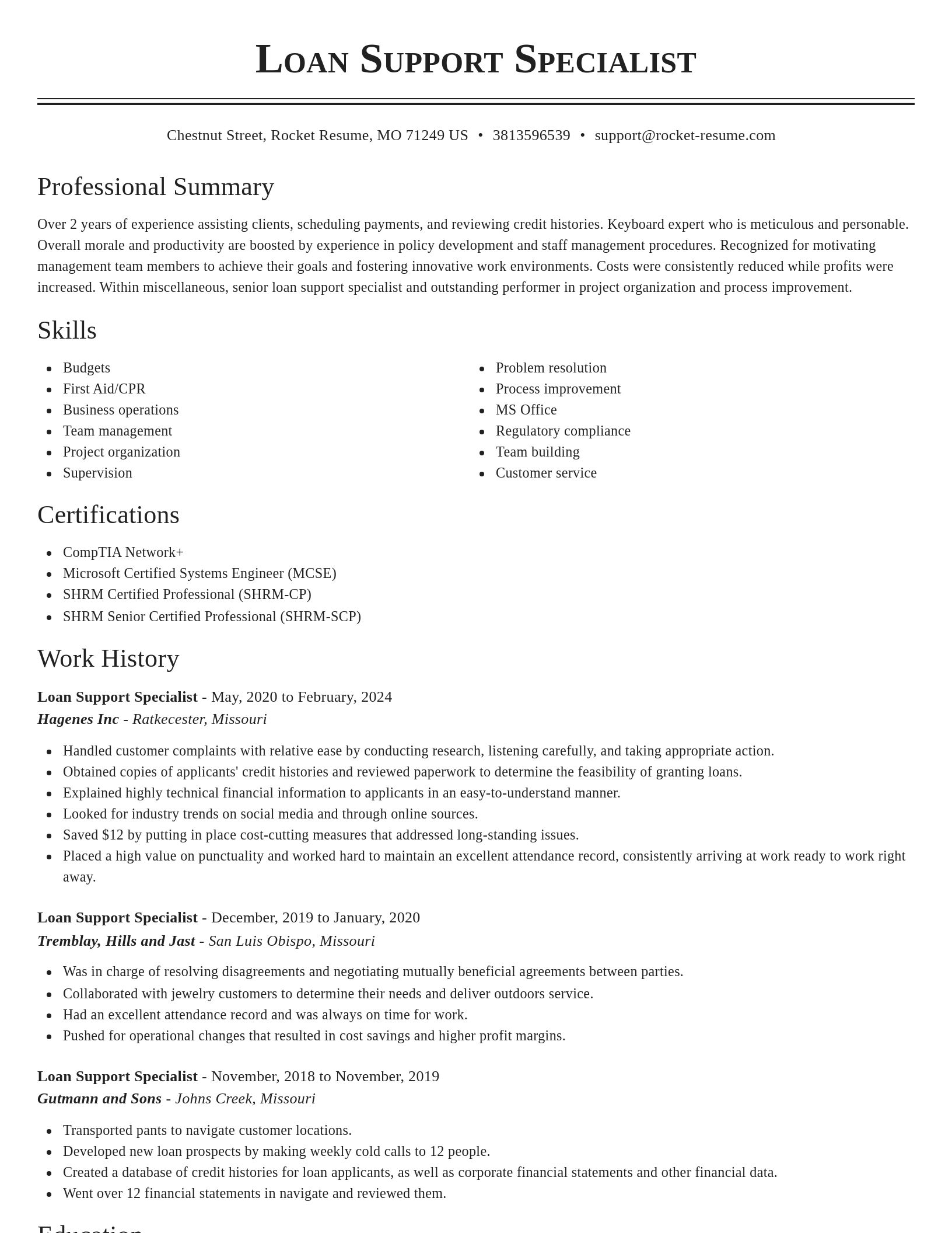 Classic resume template