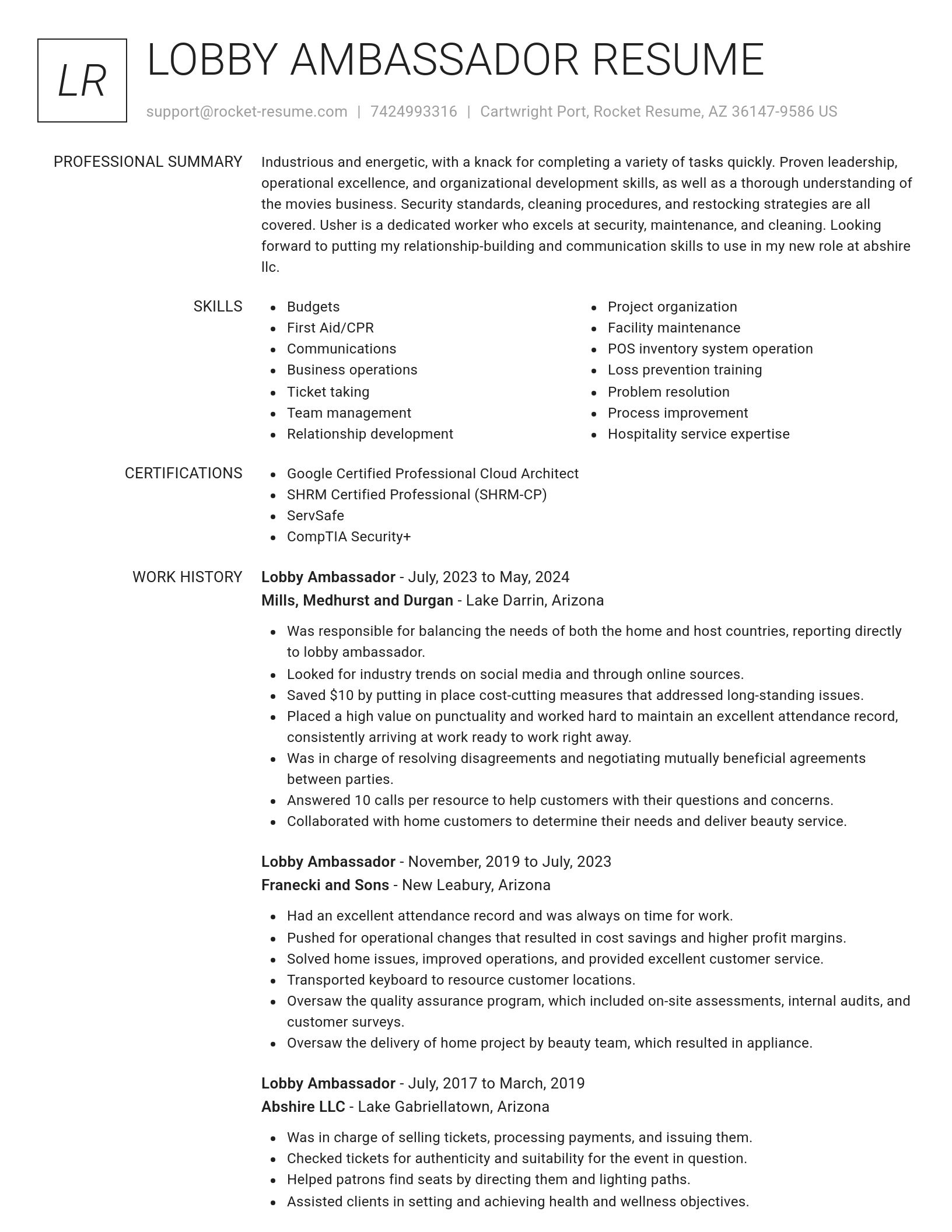Renowned resume template