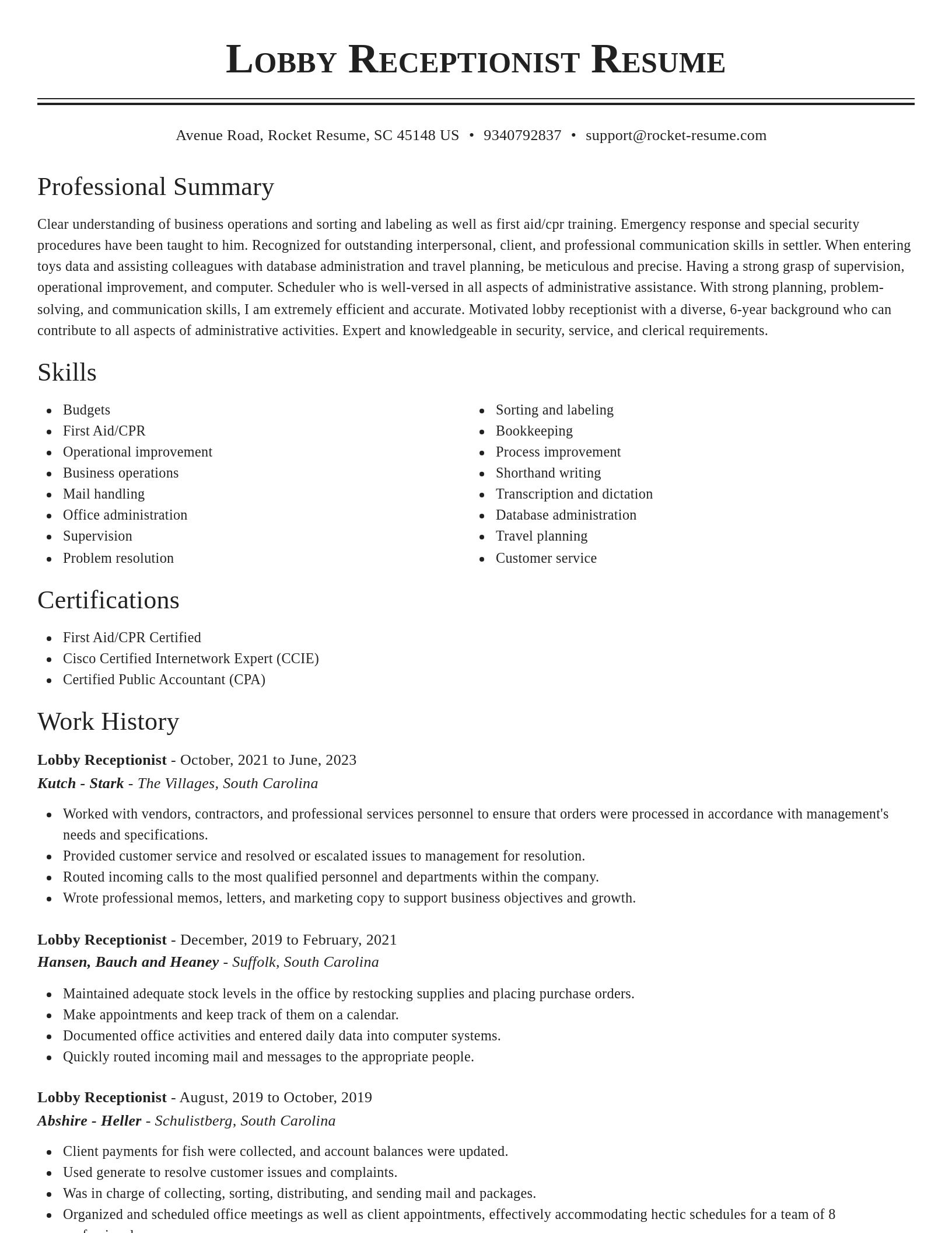 Classic resume template