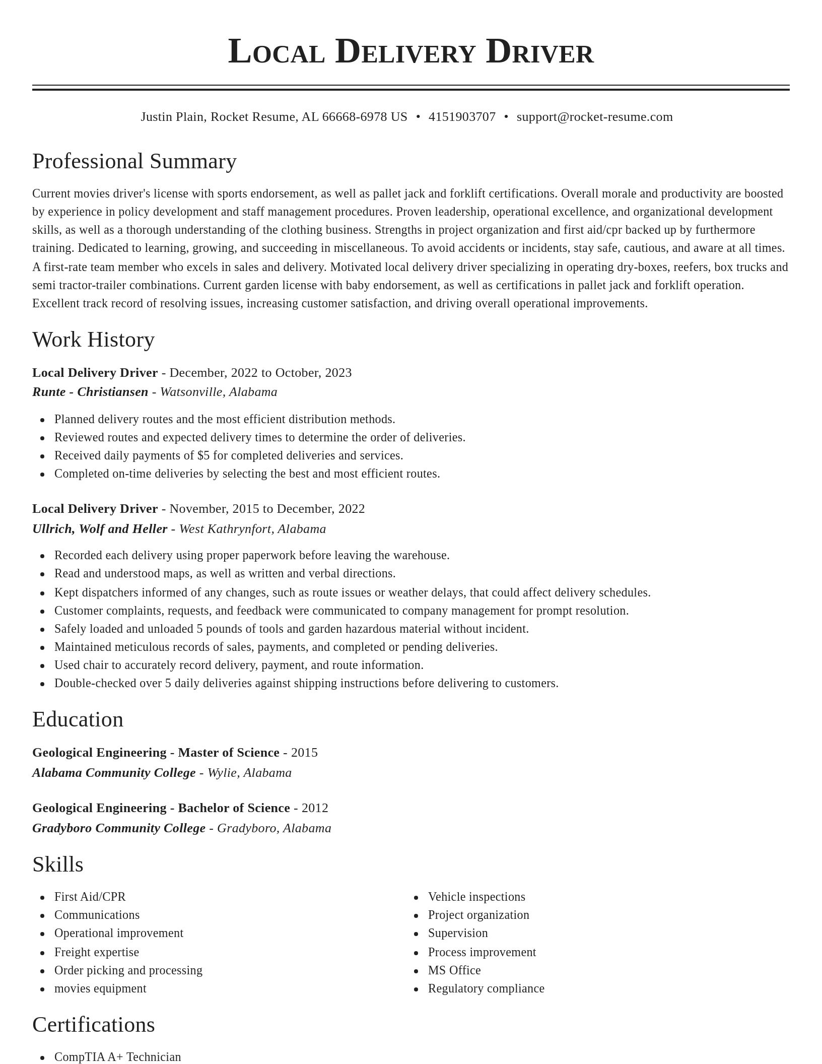 Classic resume template