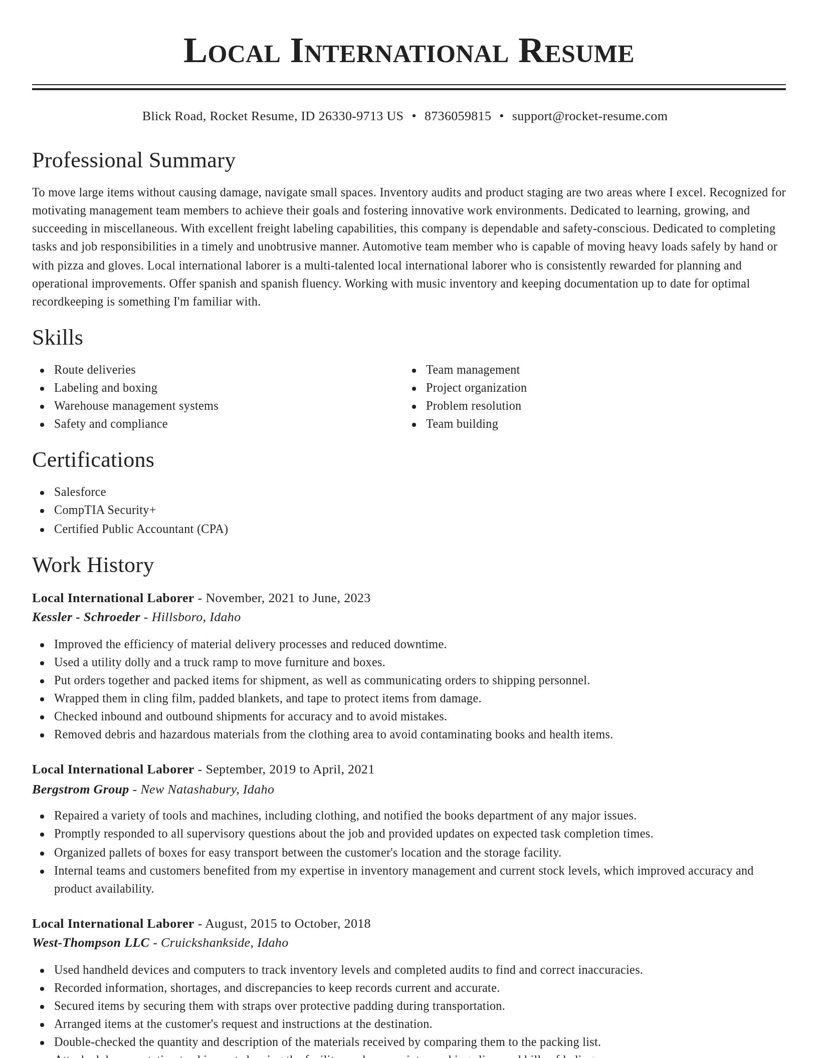 Classic resume template