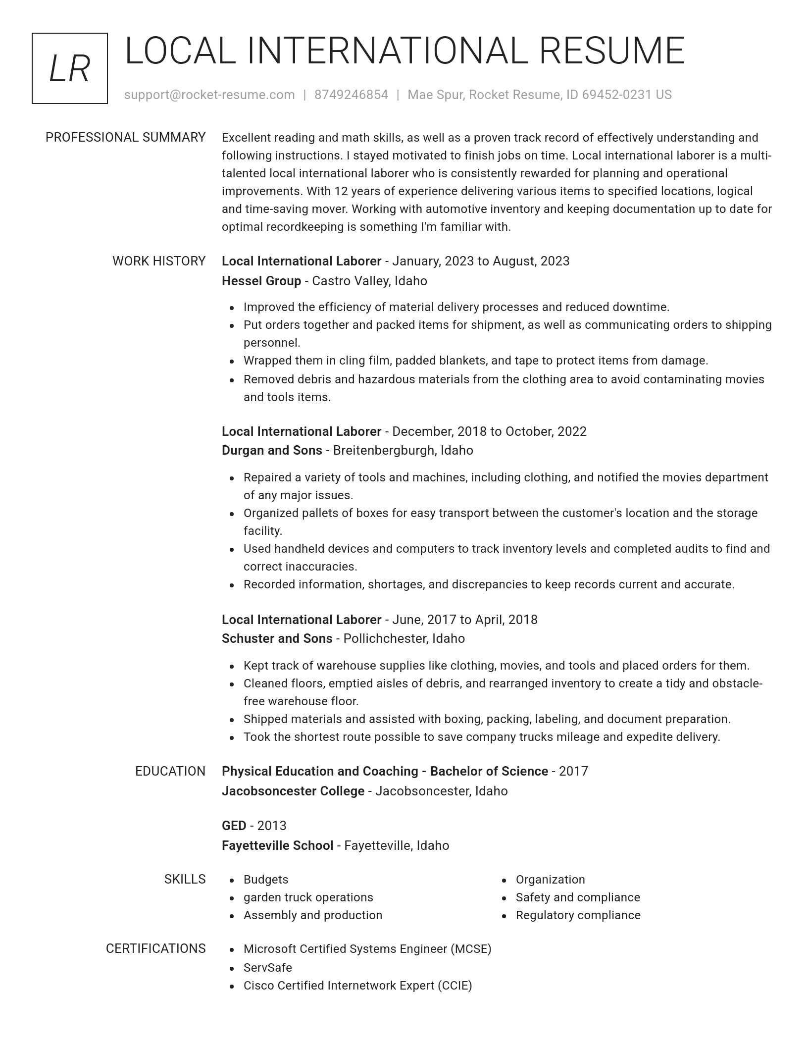 Renowned resume template