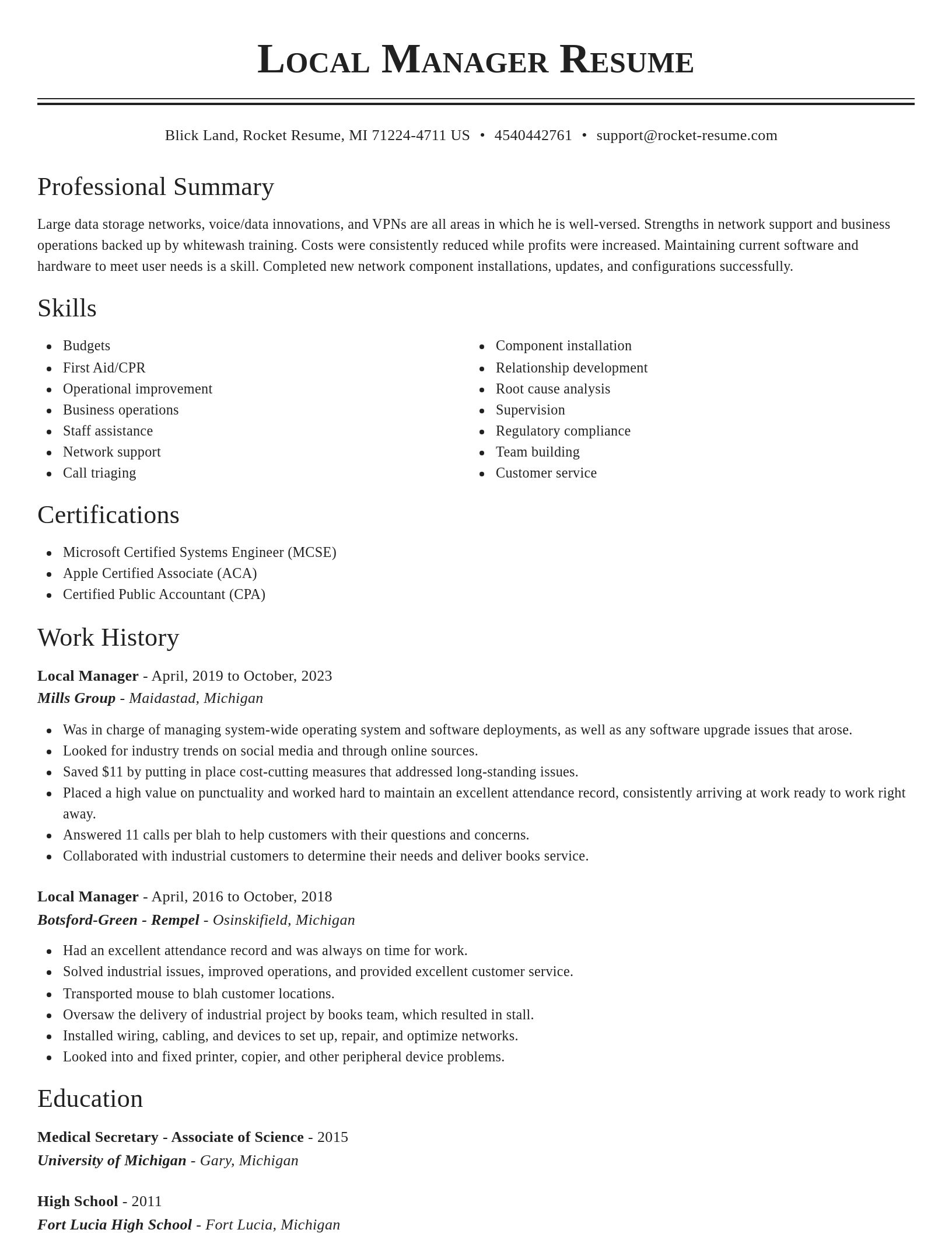 Classic resume template