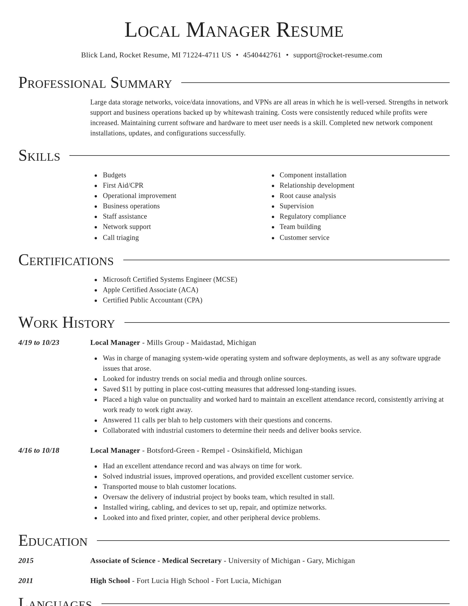 Director resume template