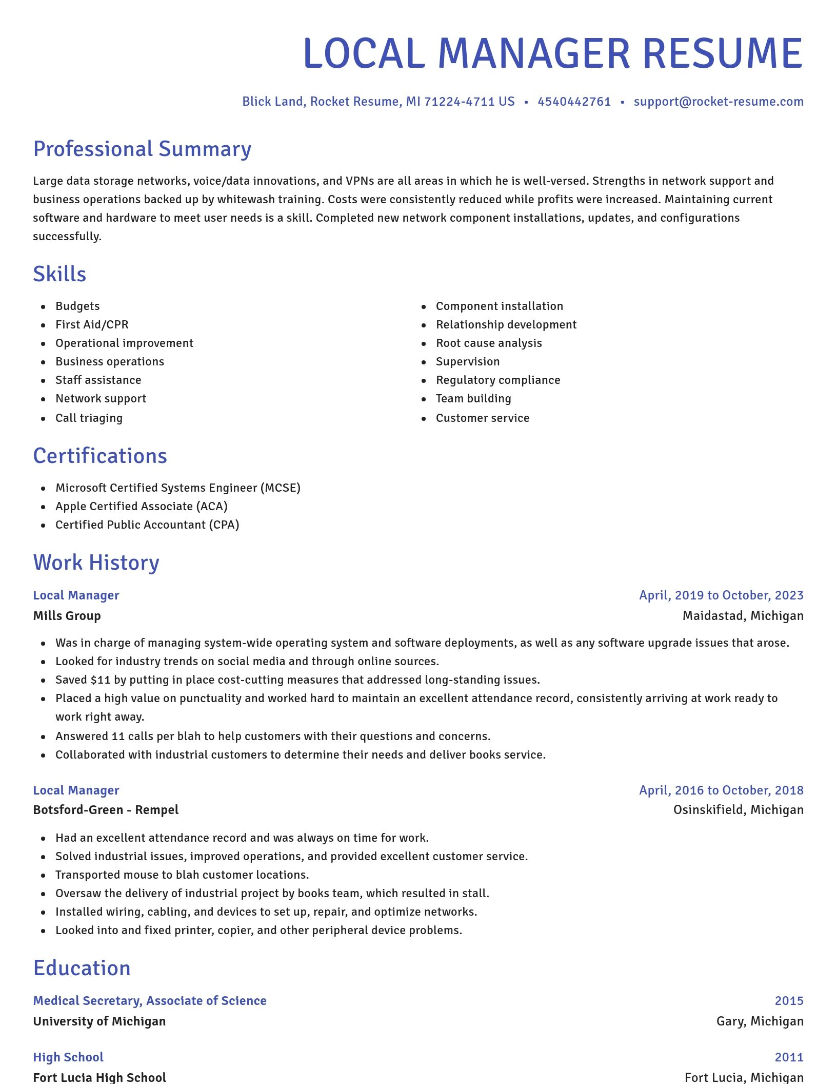 Novel resume template