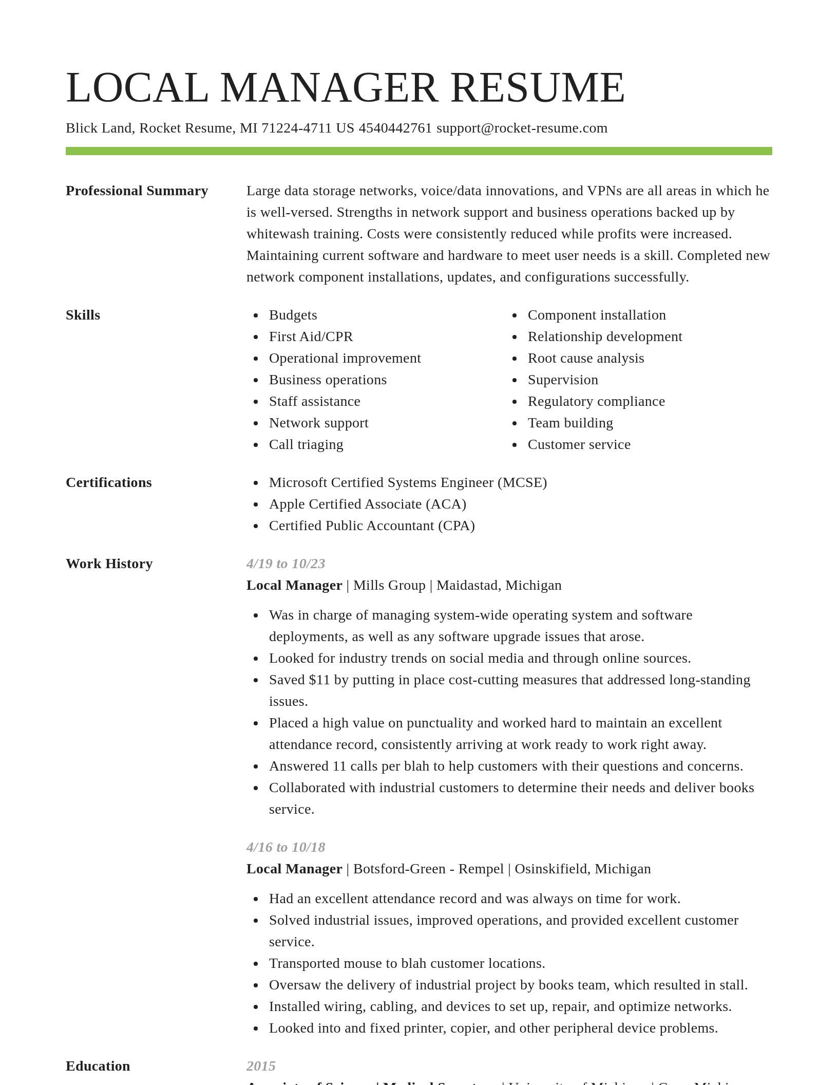 Smart resume template