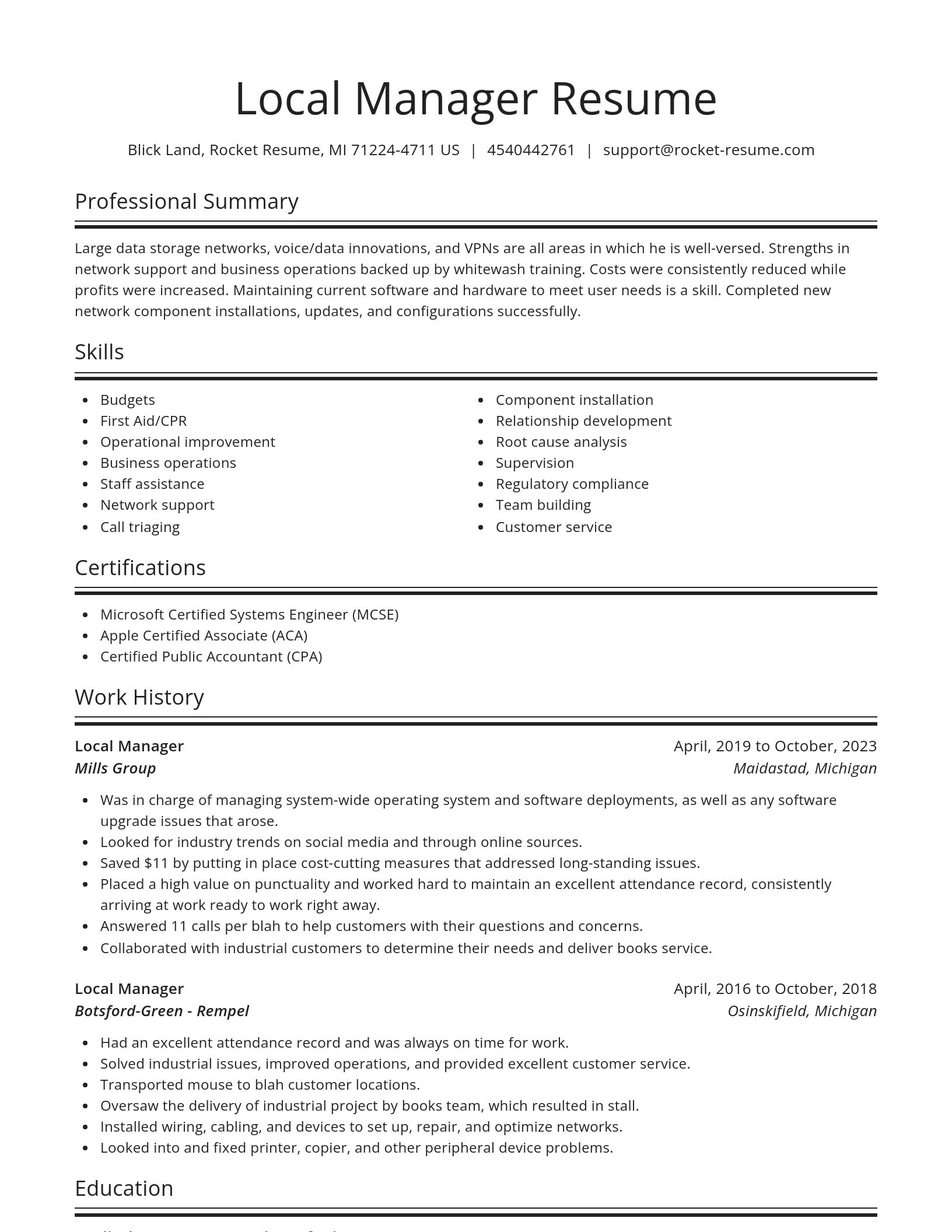 Spotlight resume template
