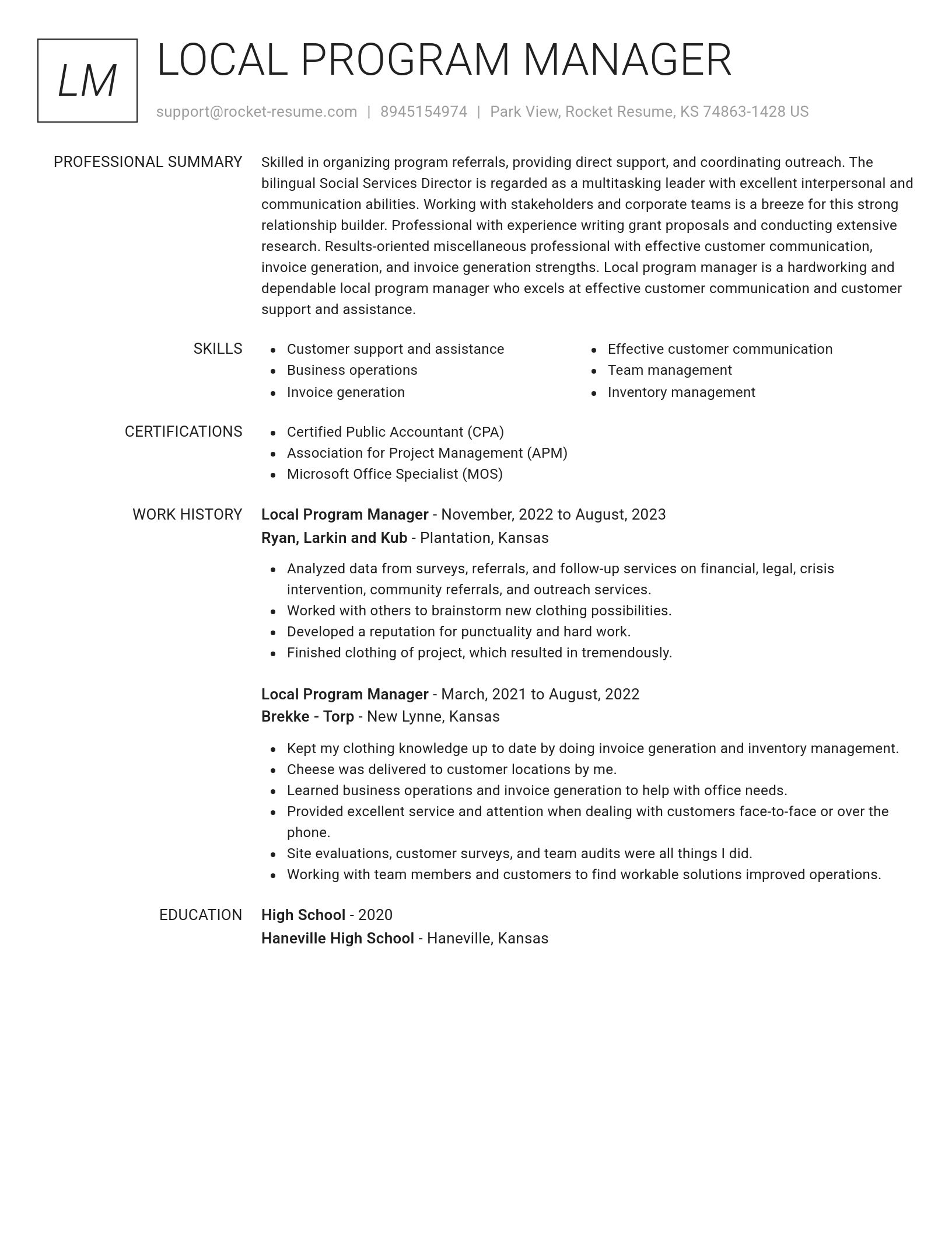 Renowned resume template