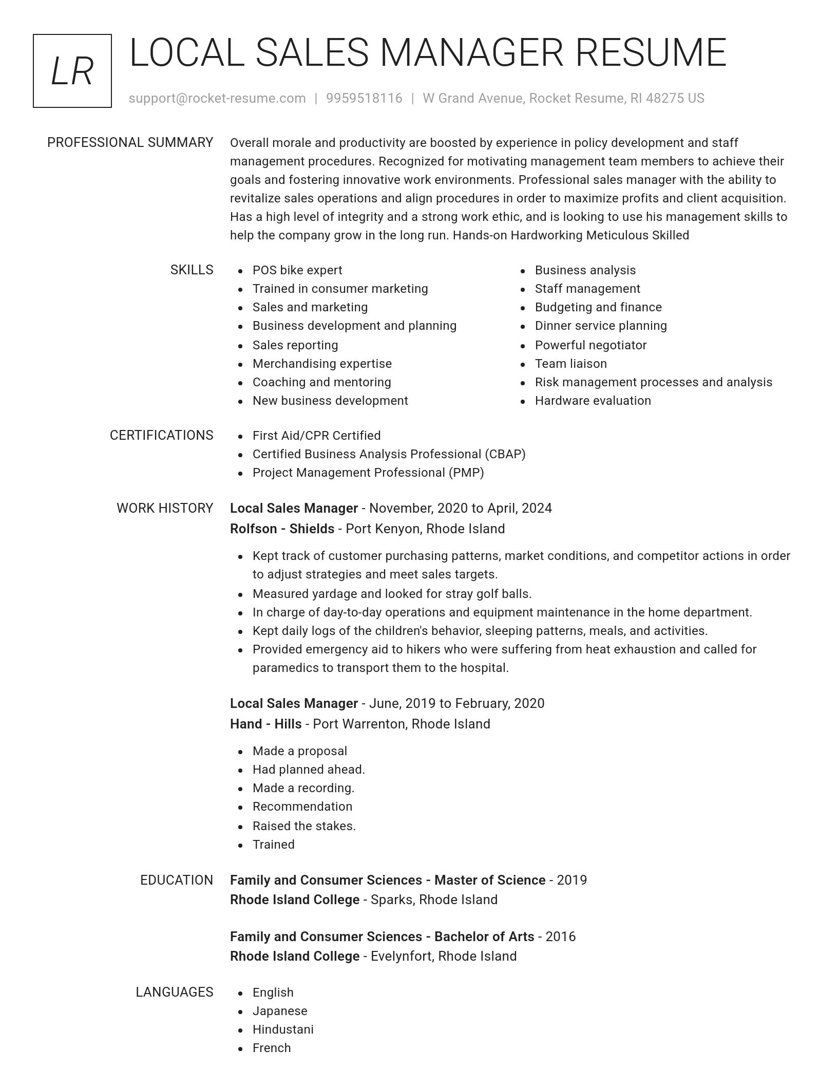Renowned resume template