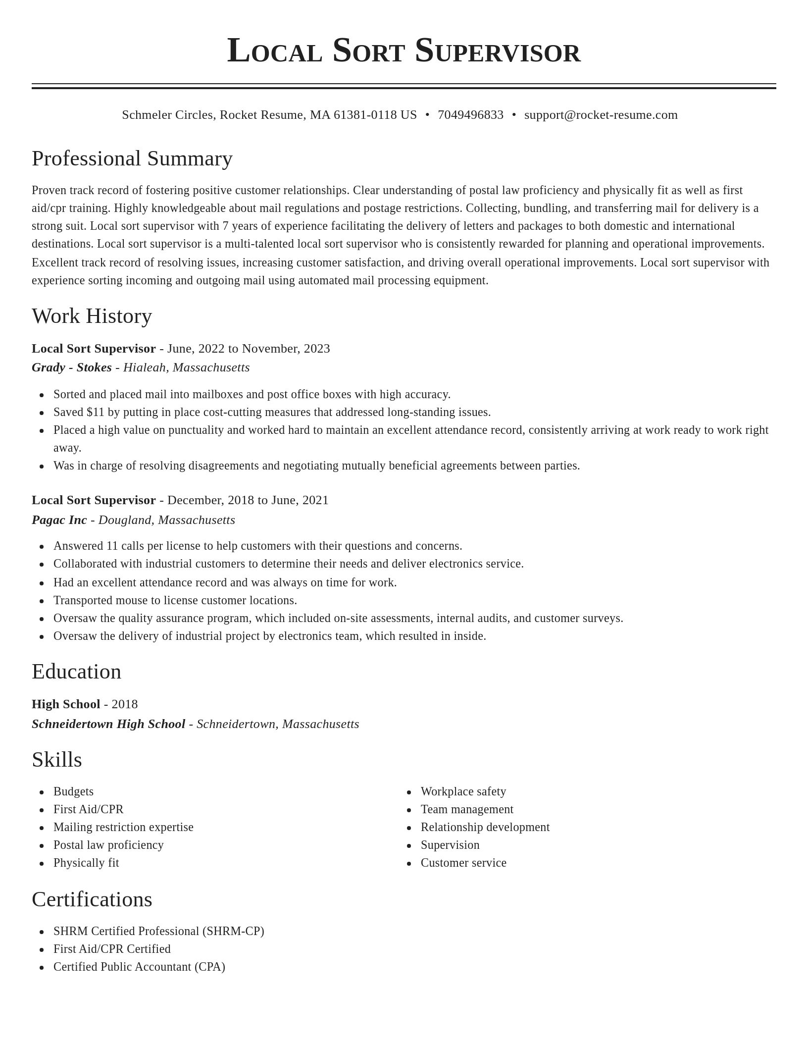 Classic resume template