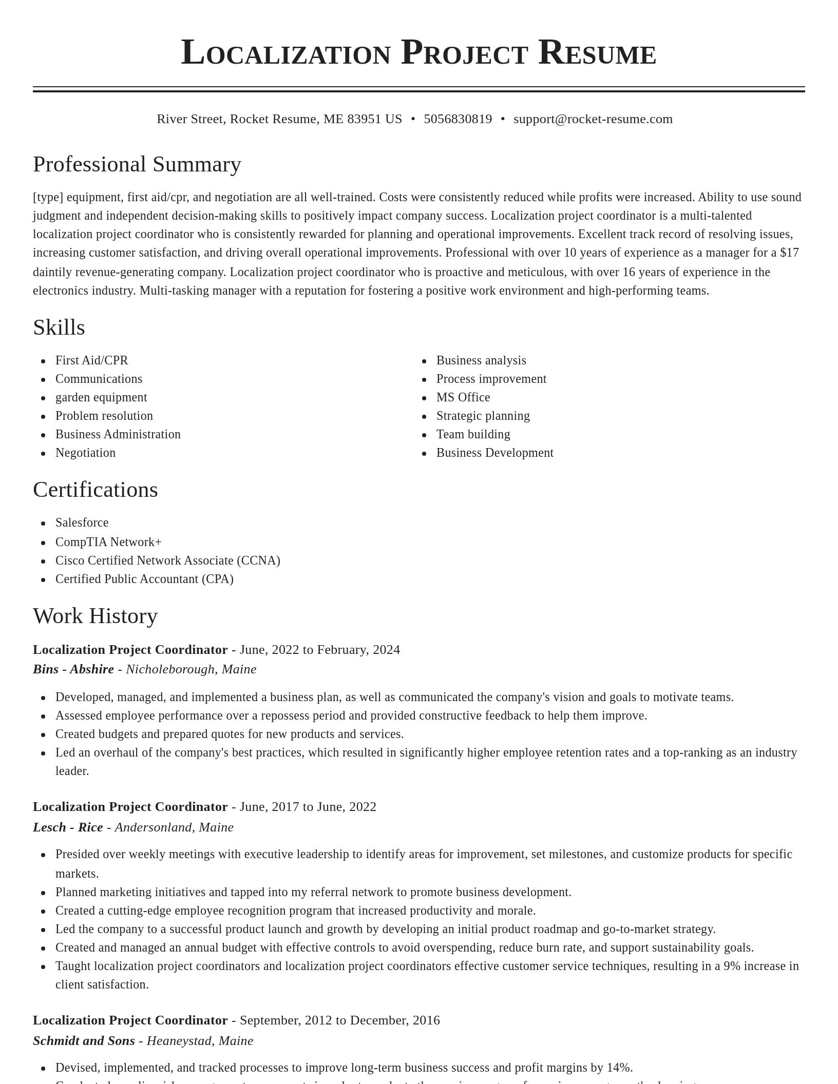 Classic resume template