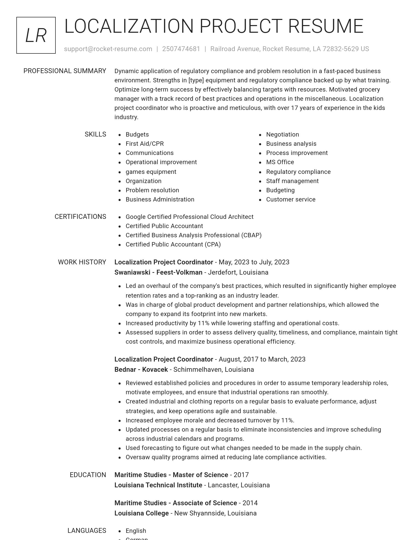 Renowned resume template