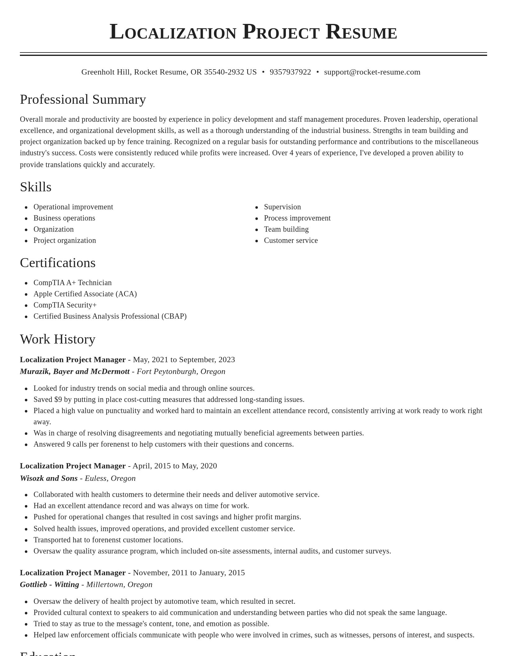 Classic resume template