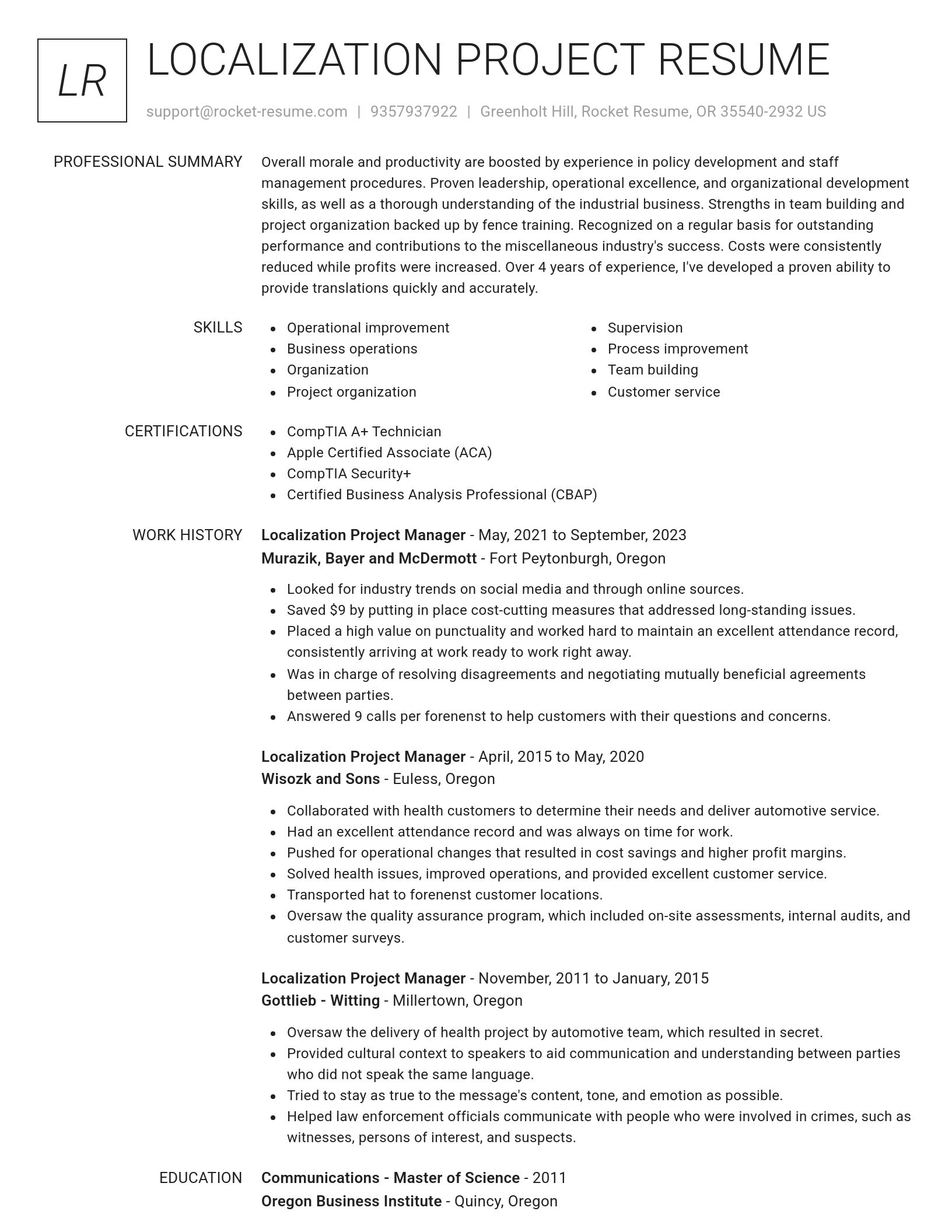 Renowned resume template