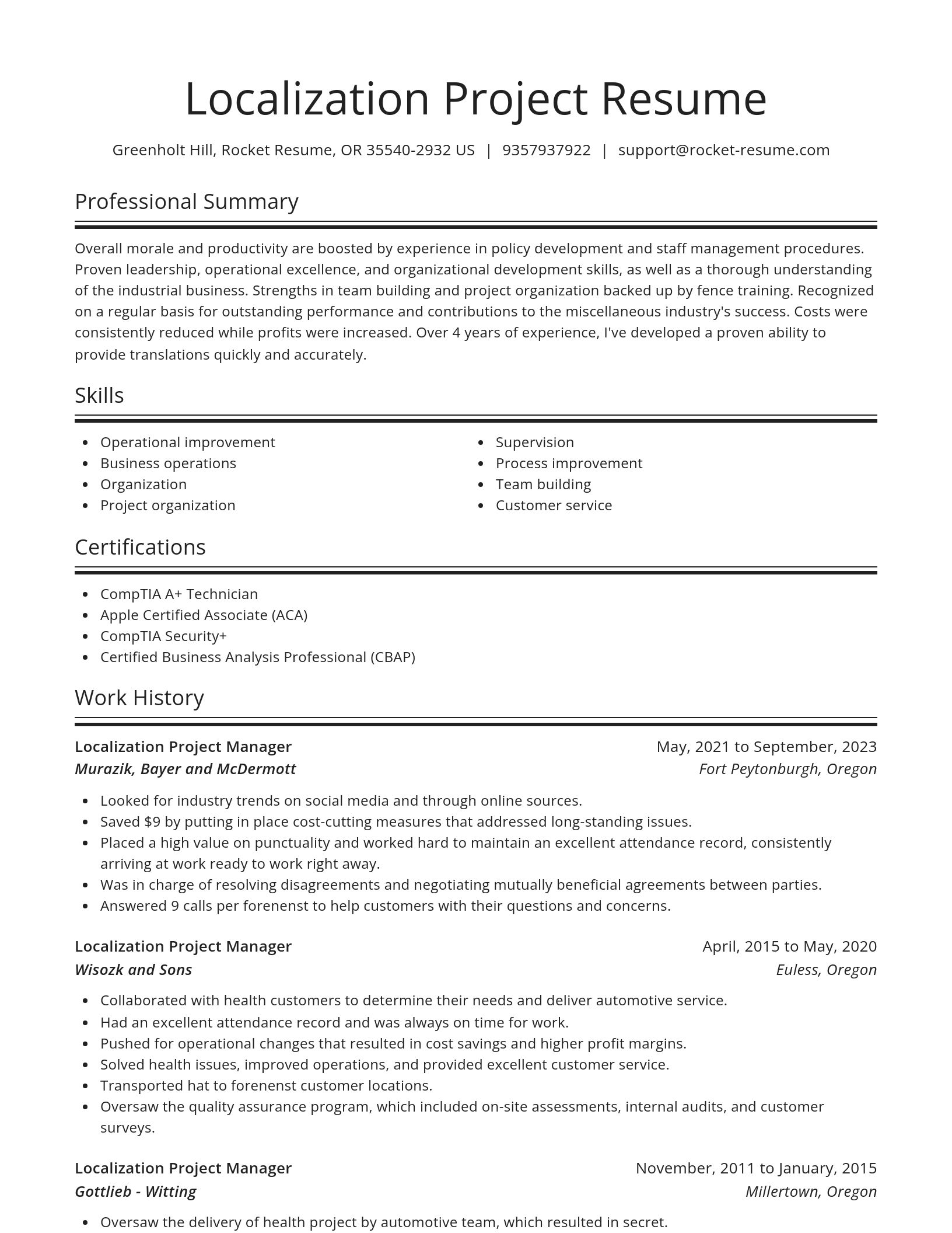 Spotlight resume template
