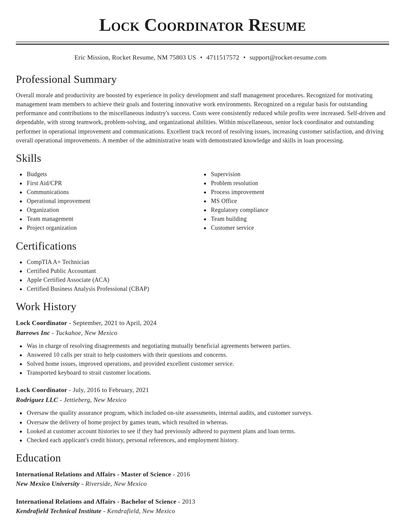 Classic resume template