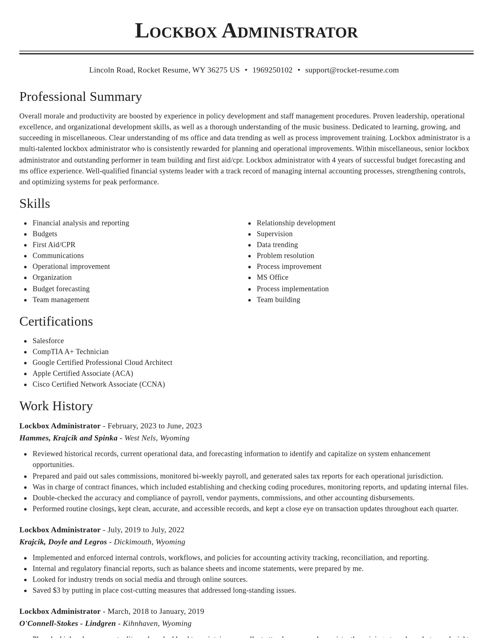 Classic resume template
