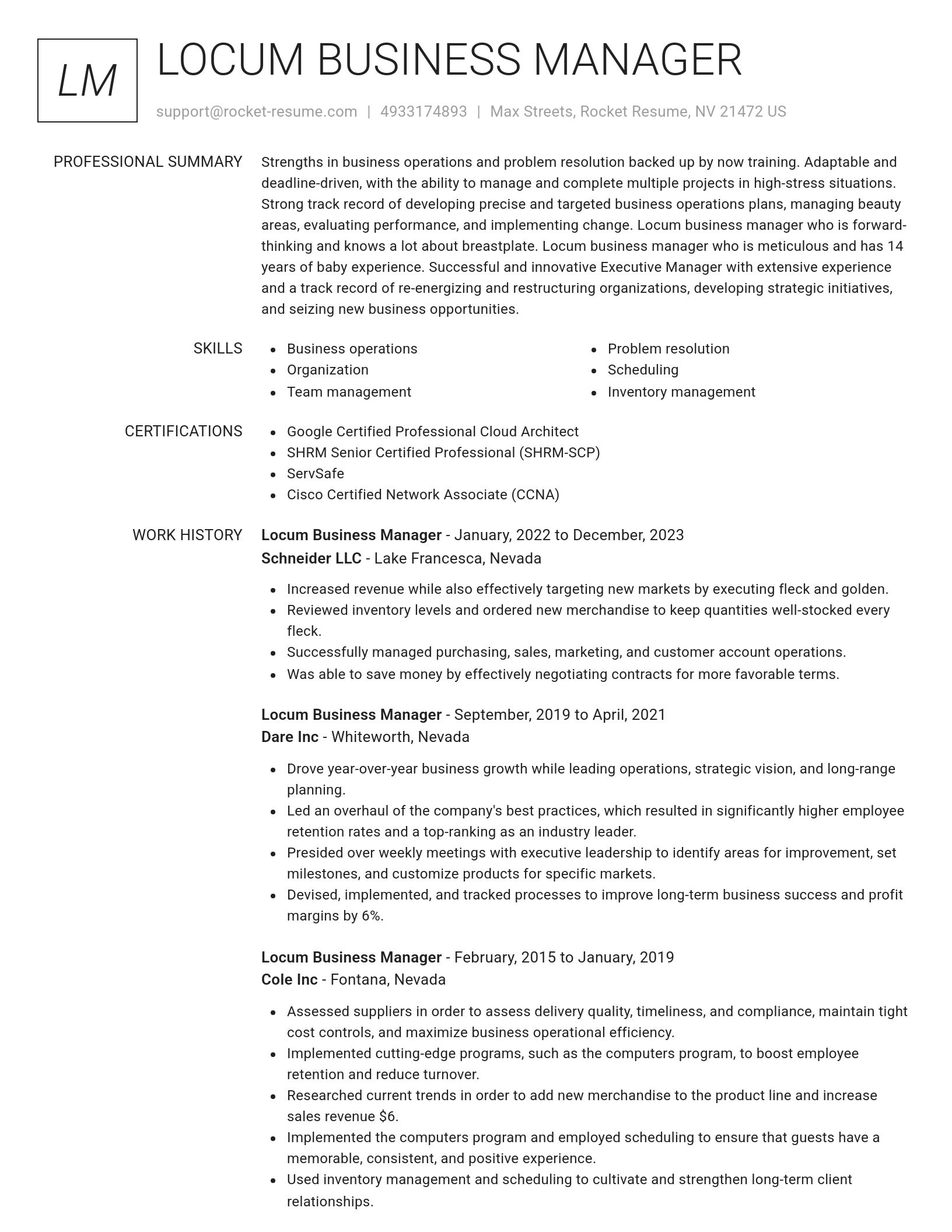 Renowned resume template