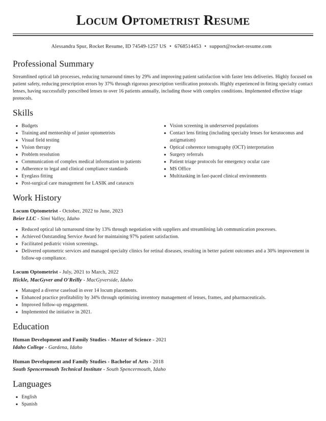 Classic resume template