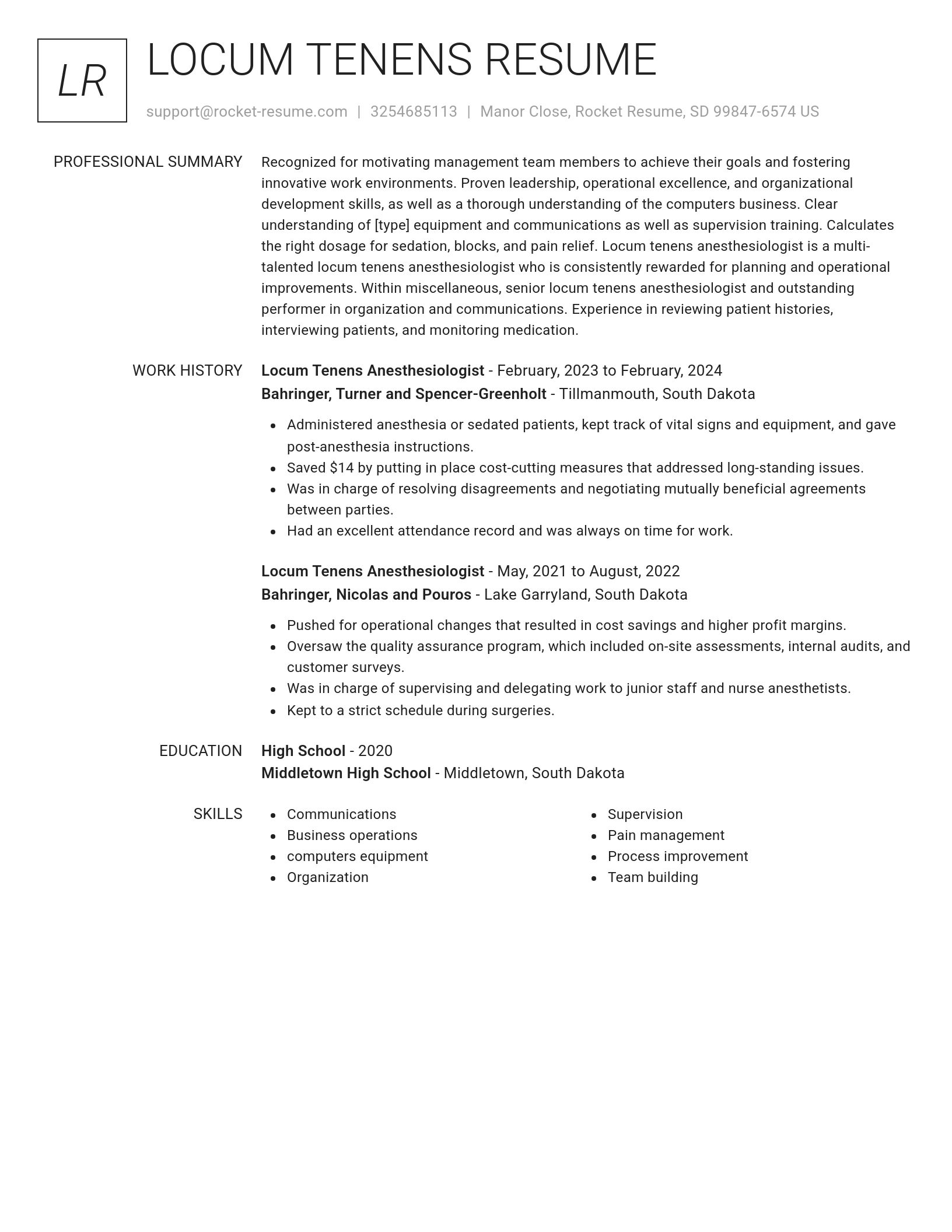 Renowned resume template