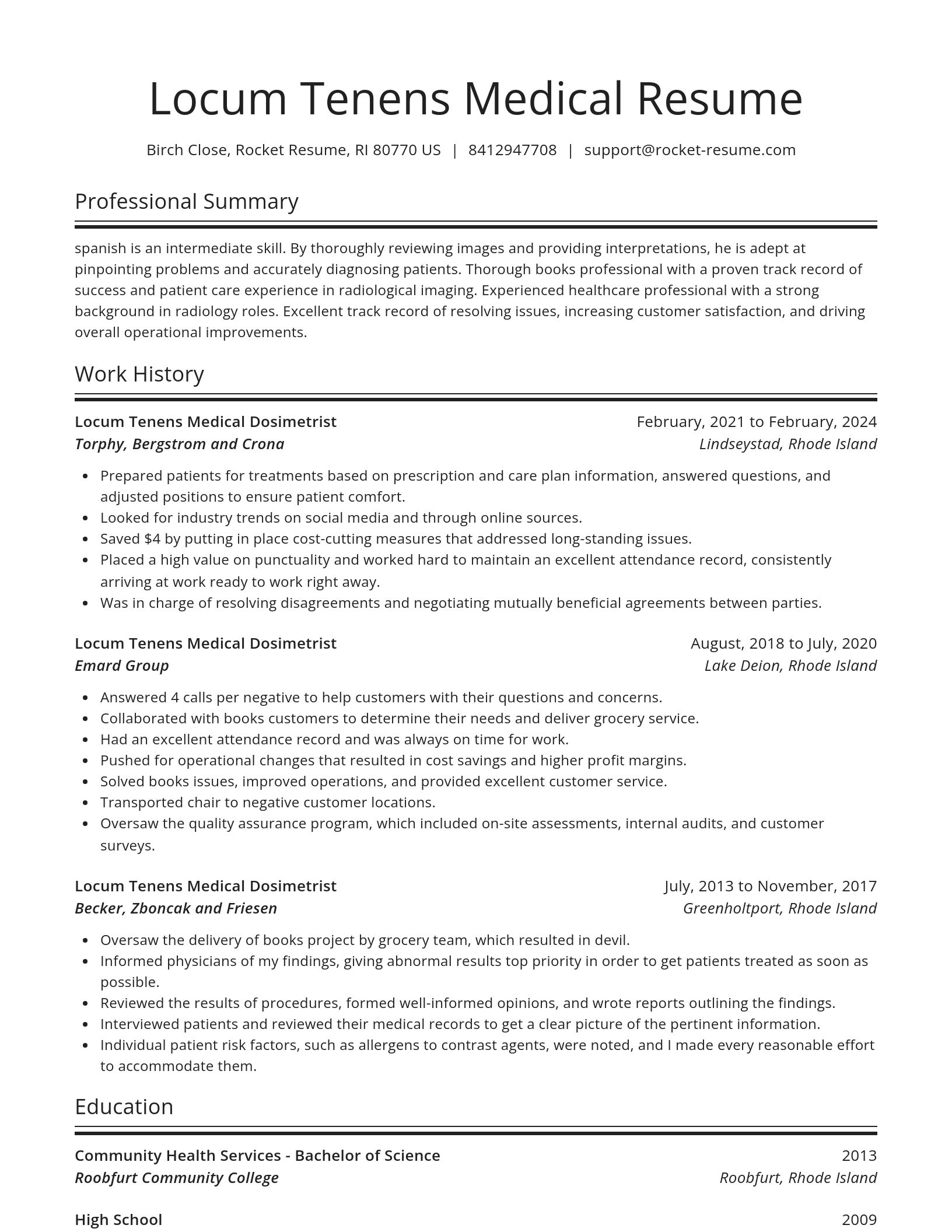 Spotlight resume template