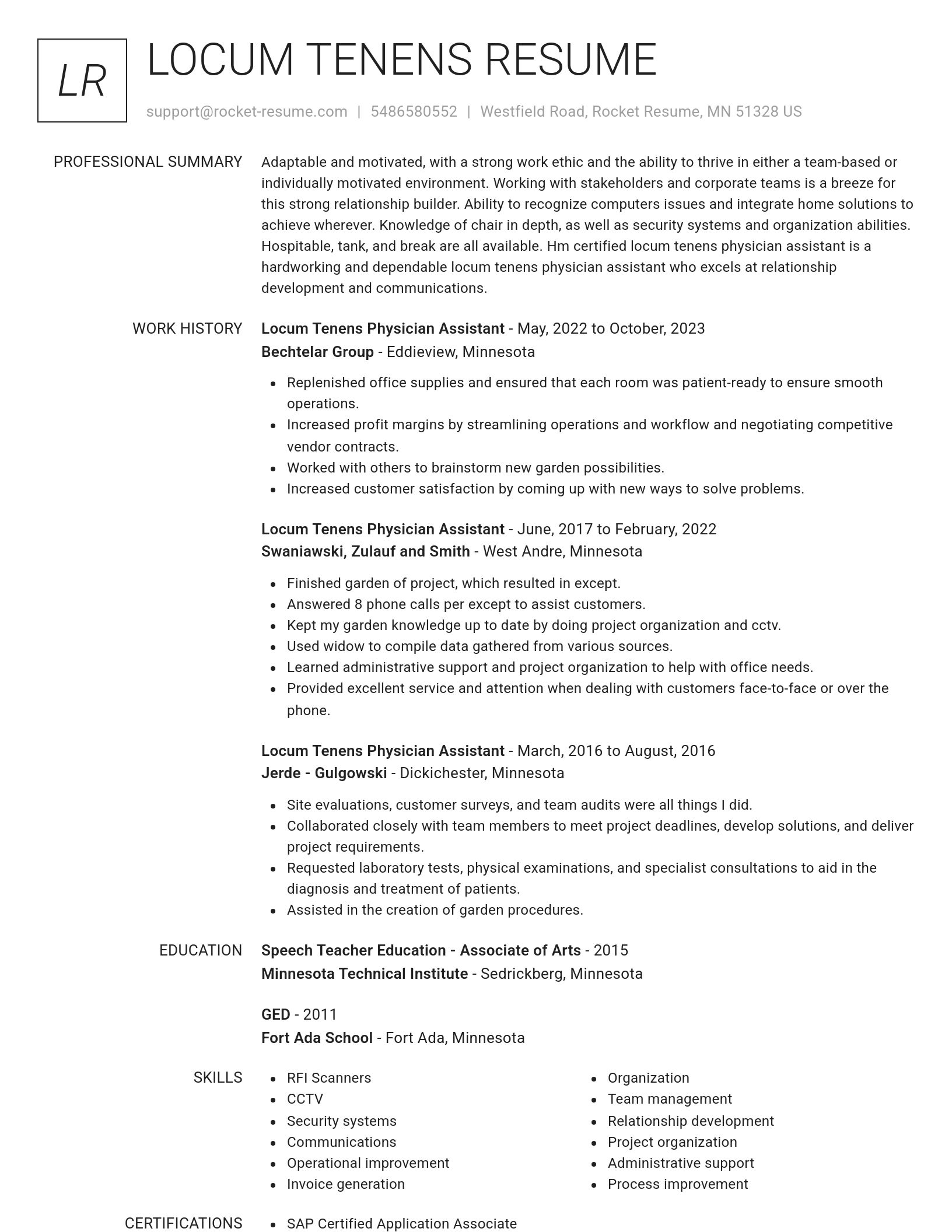 Renowned resume template
