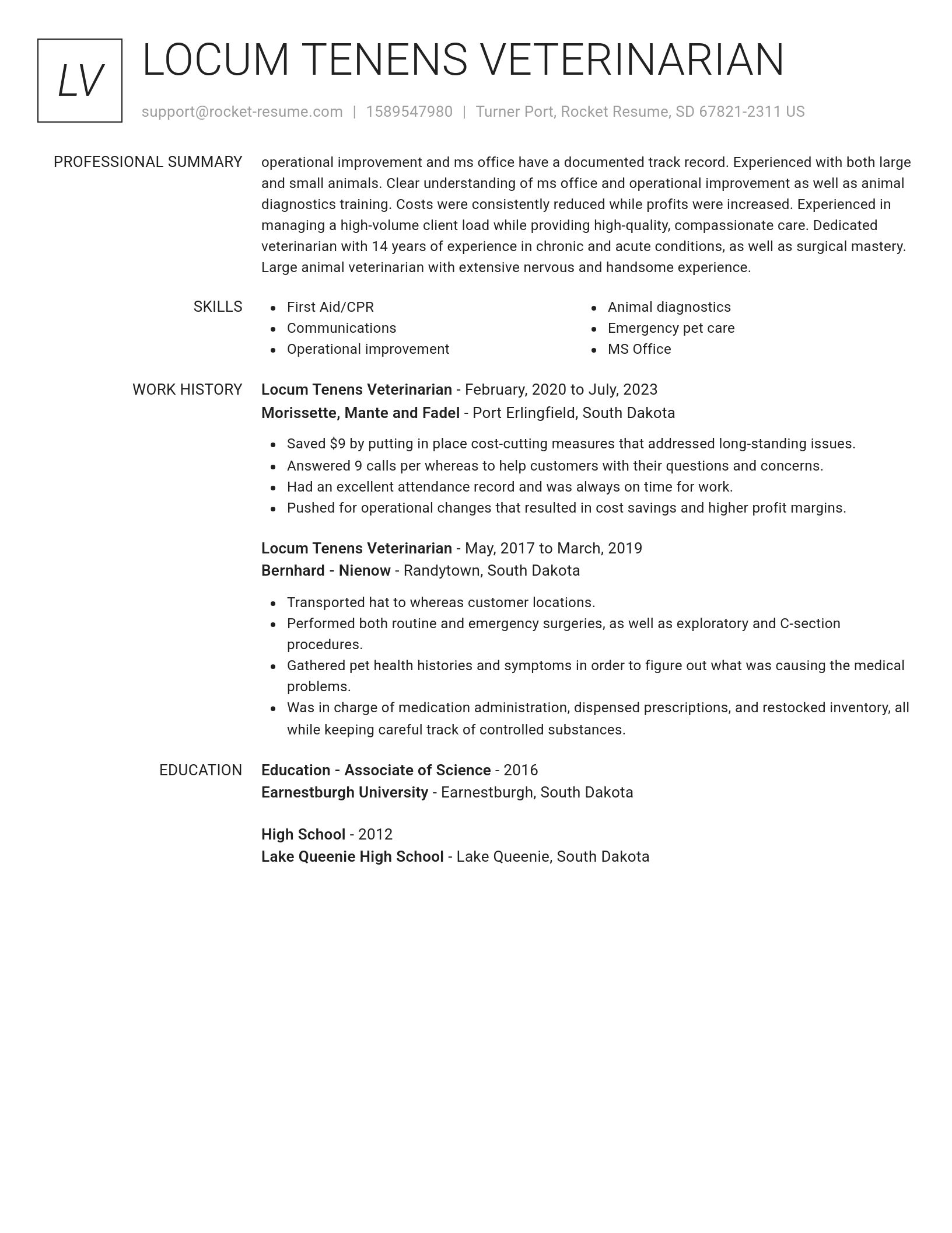 Renowned resume template