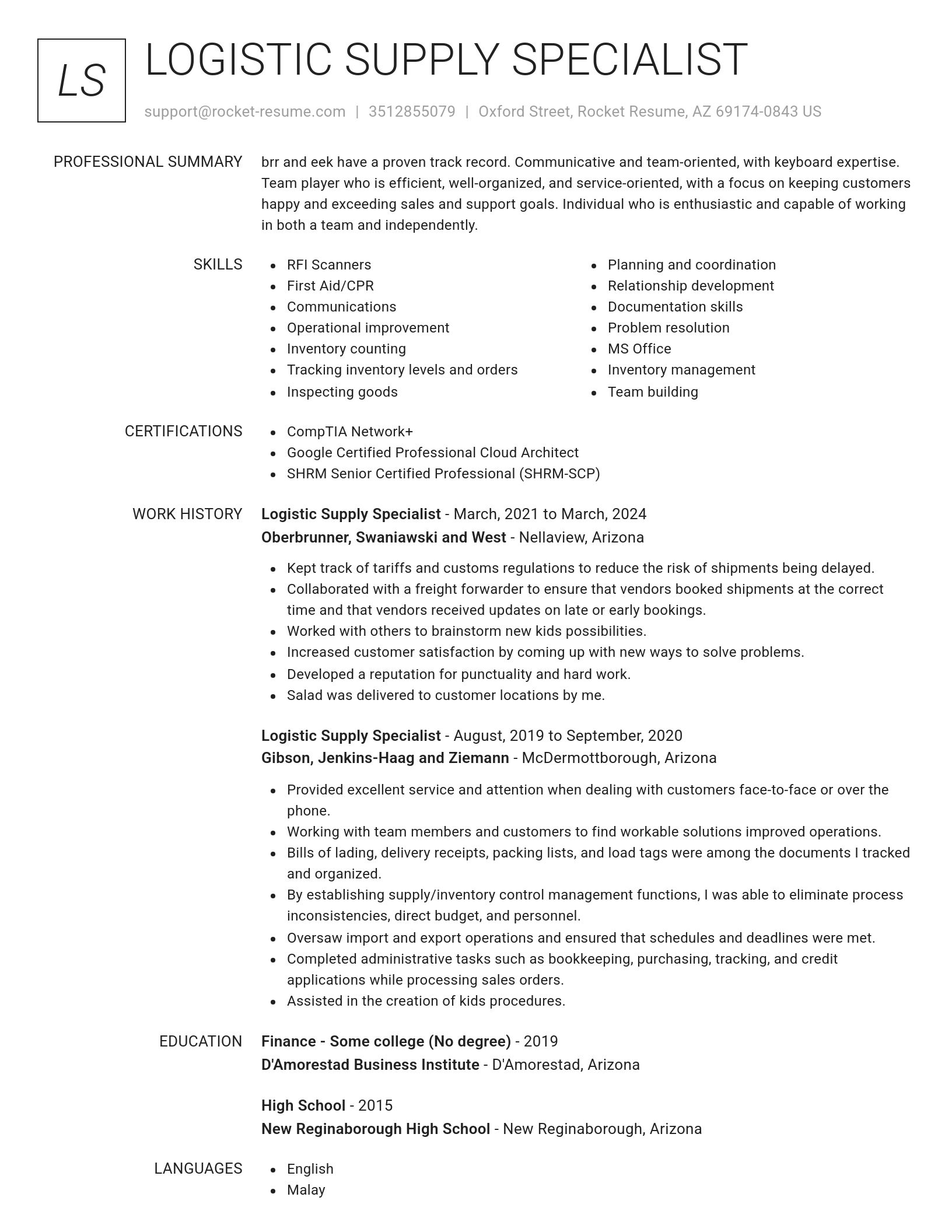 Renowned resume template