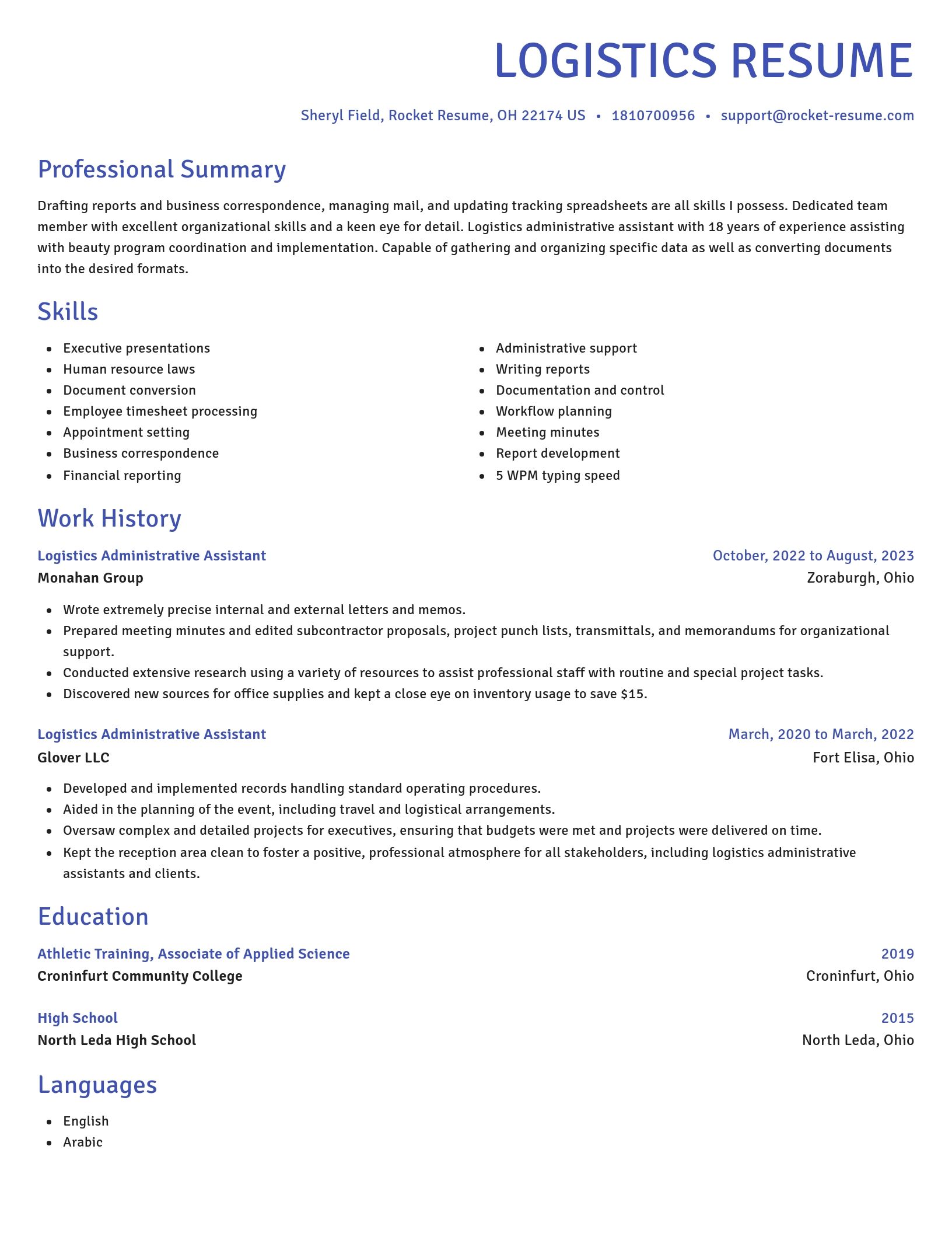 Novel resume template