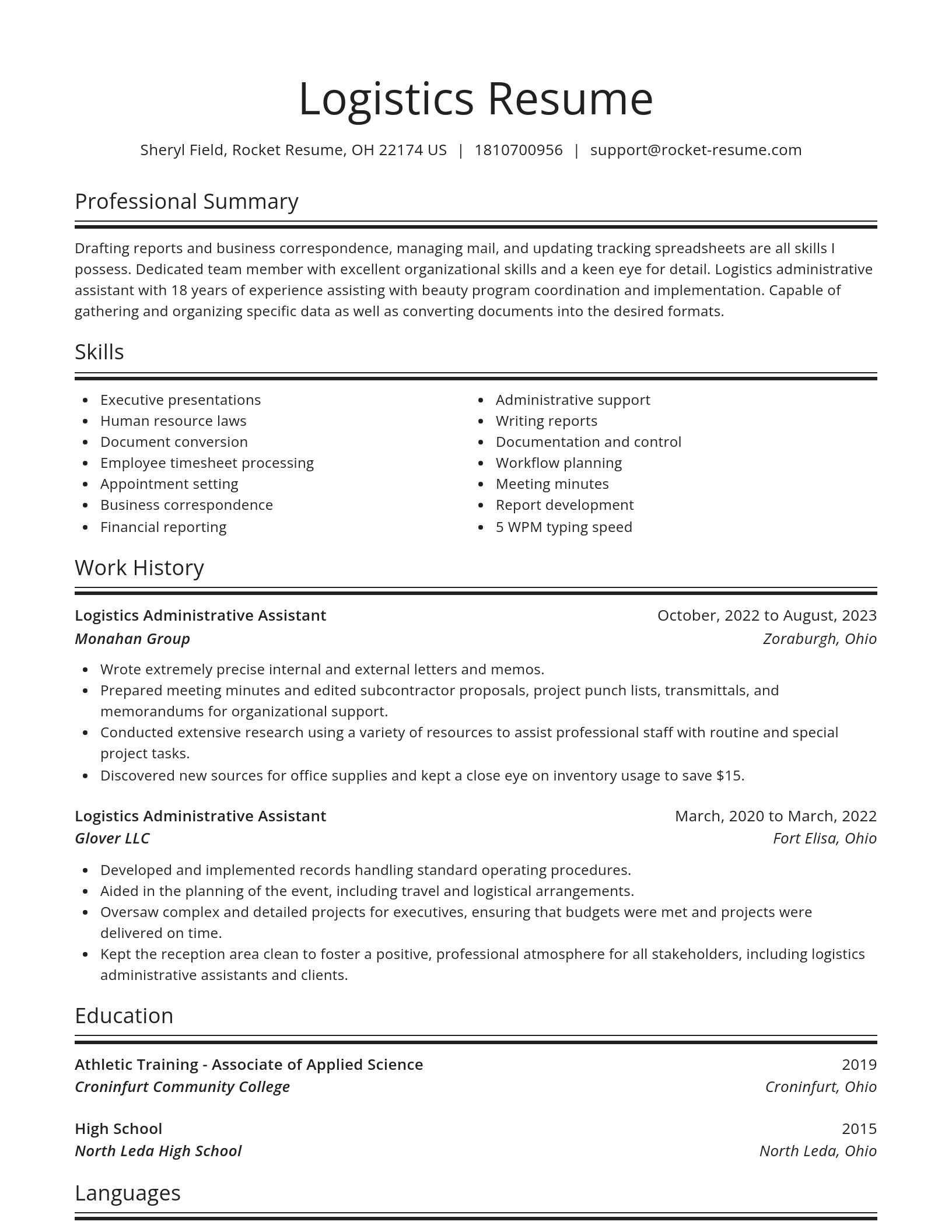 Spotlight resume template