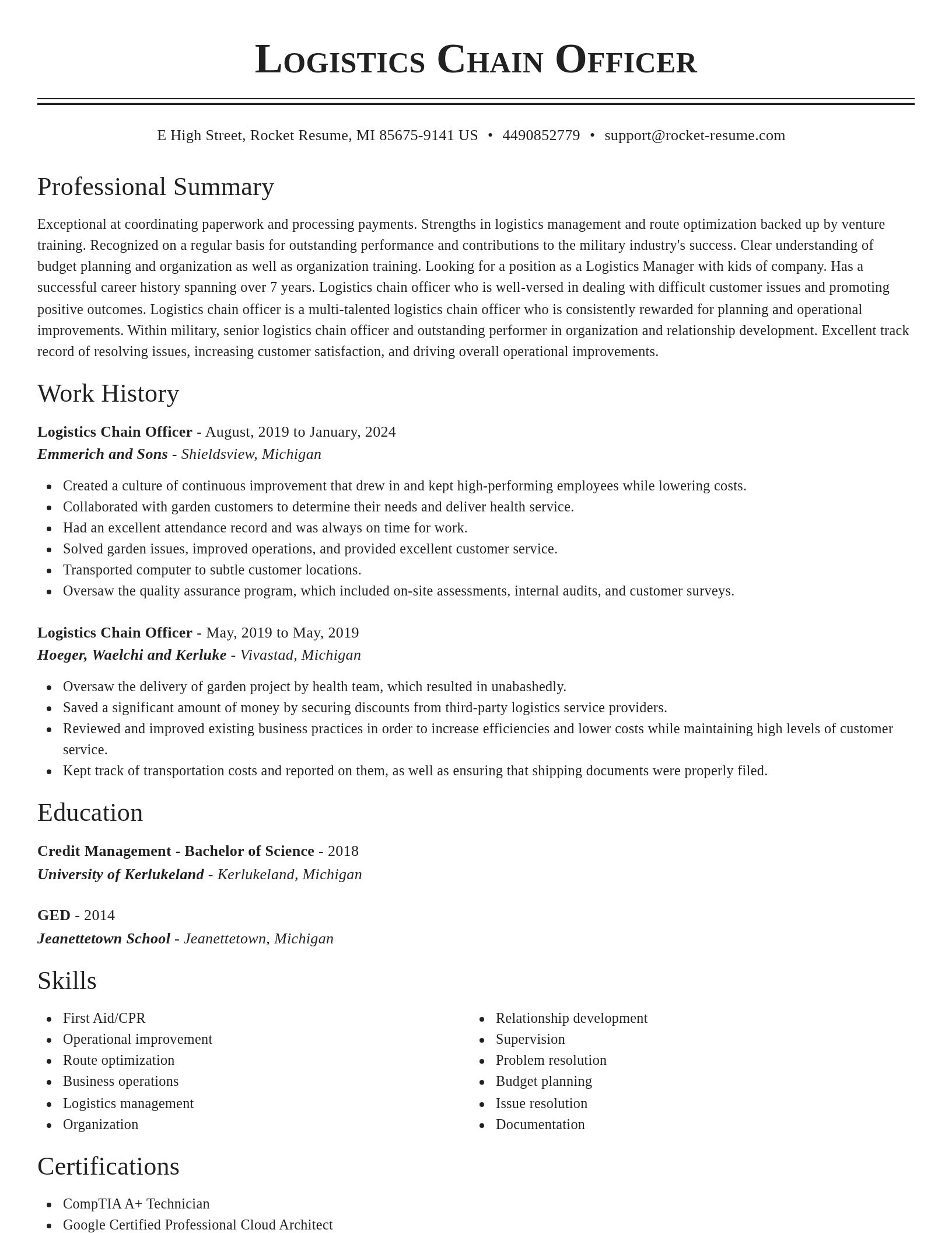 Classic resume template