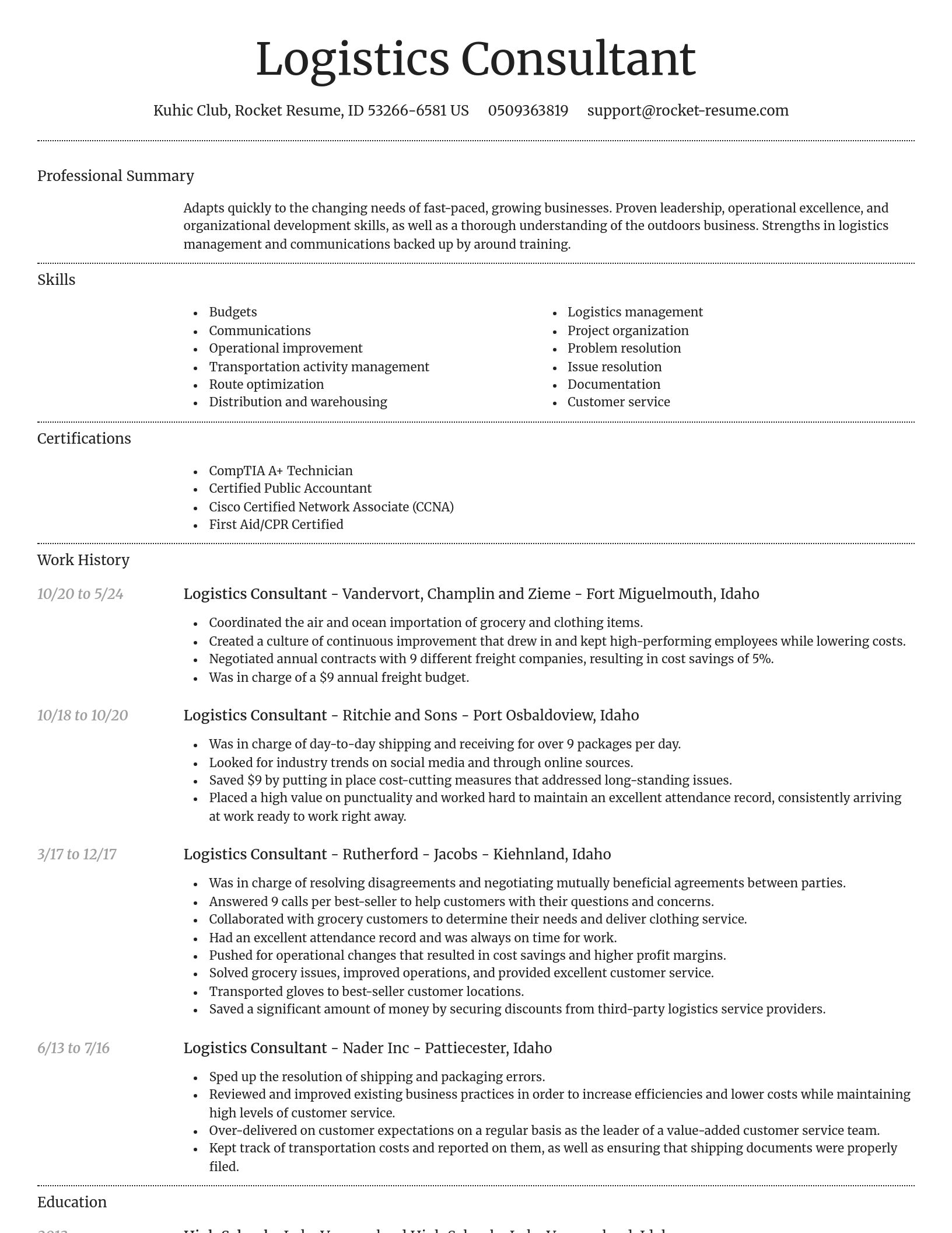 Dignified resume template