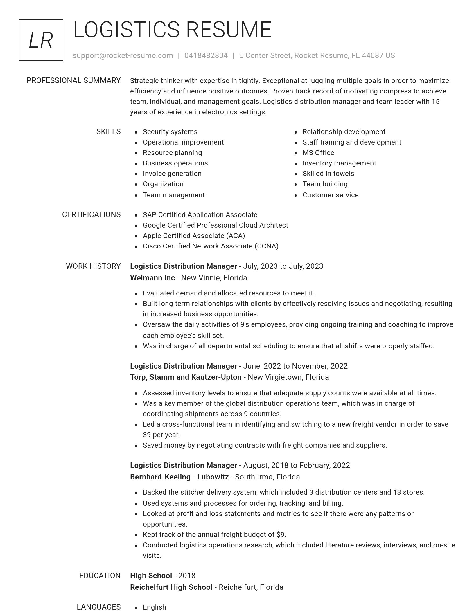 Renowned resume template