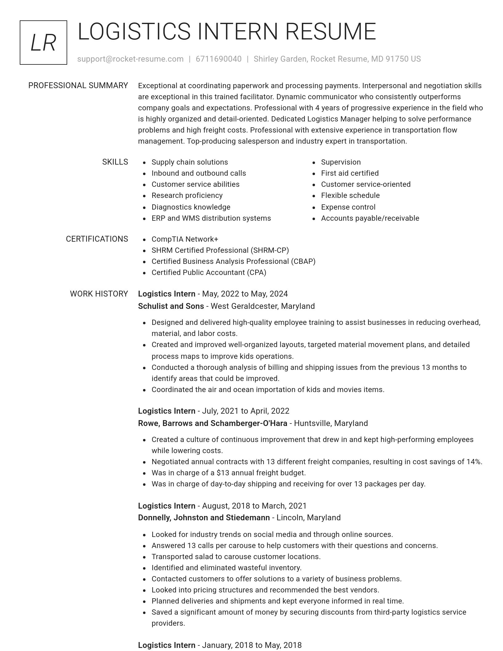 Renowned resume template