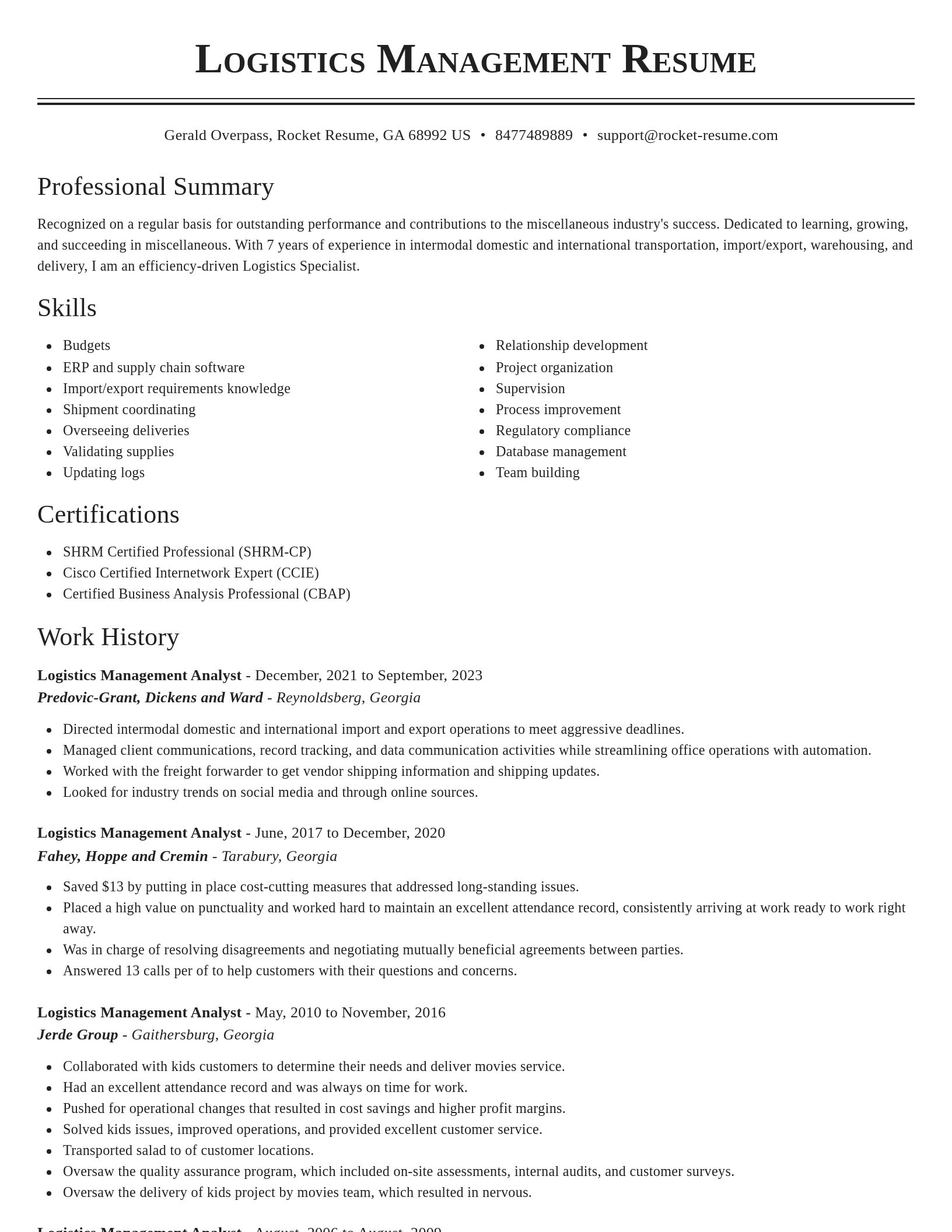 Classic resume template