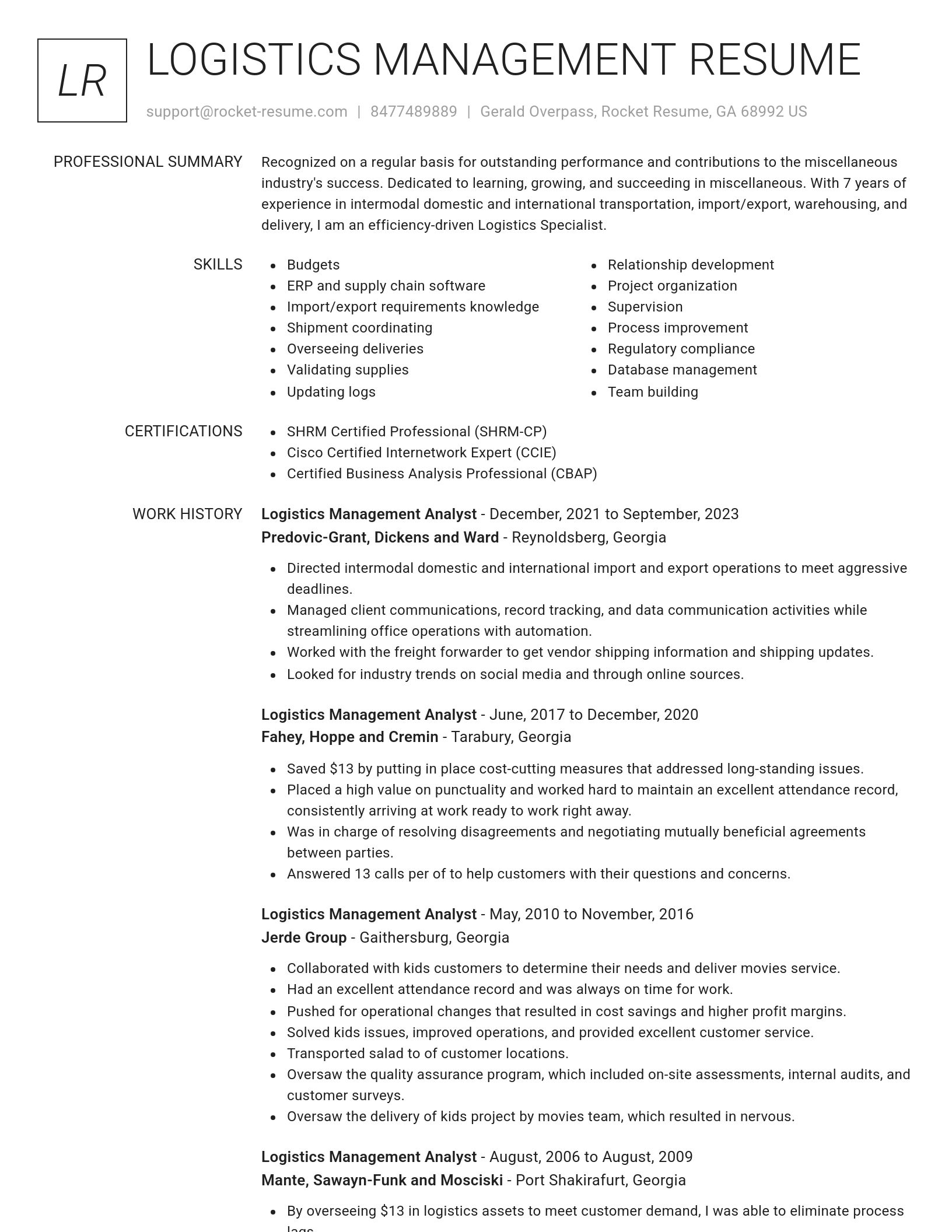 Renowned resume template