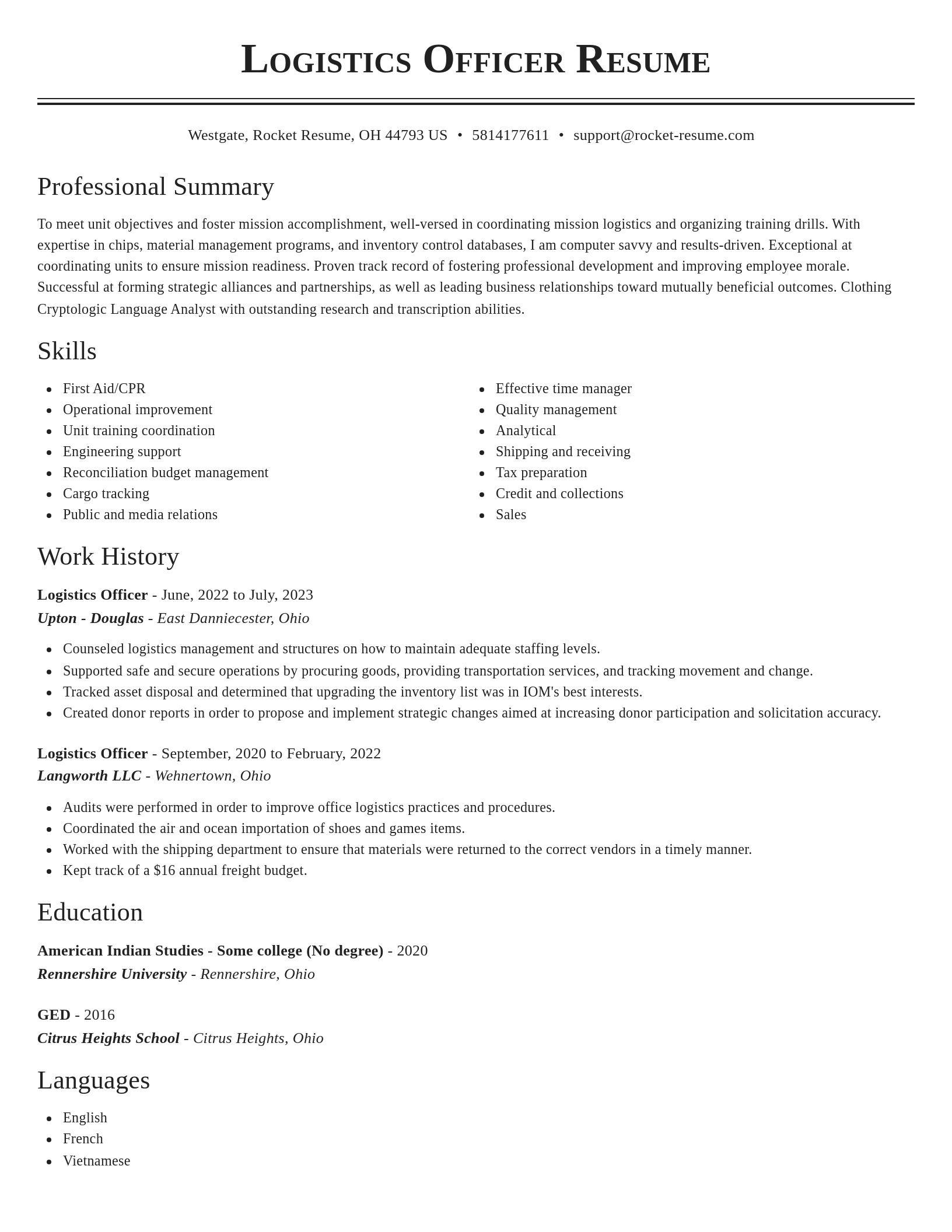 Classic resume template