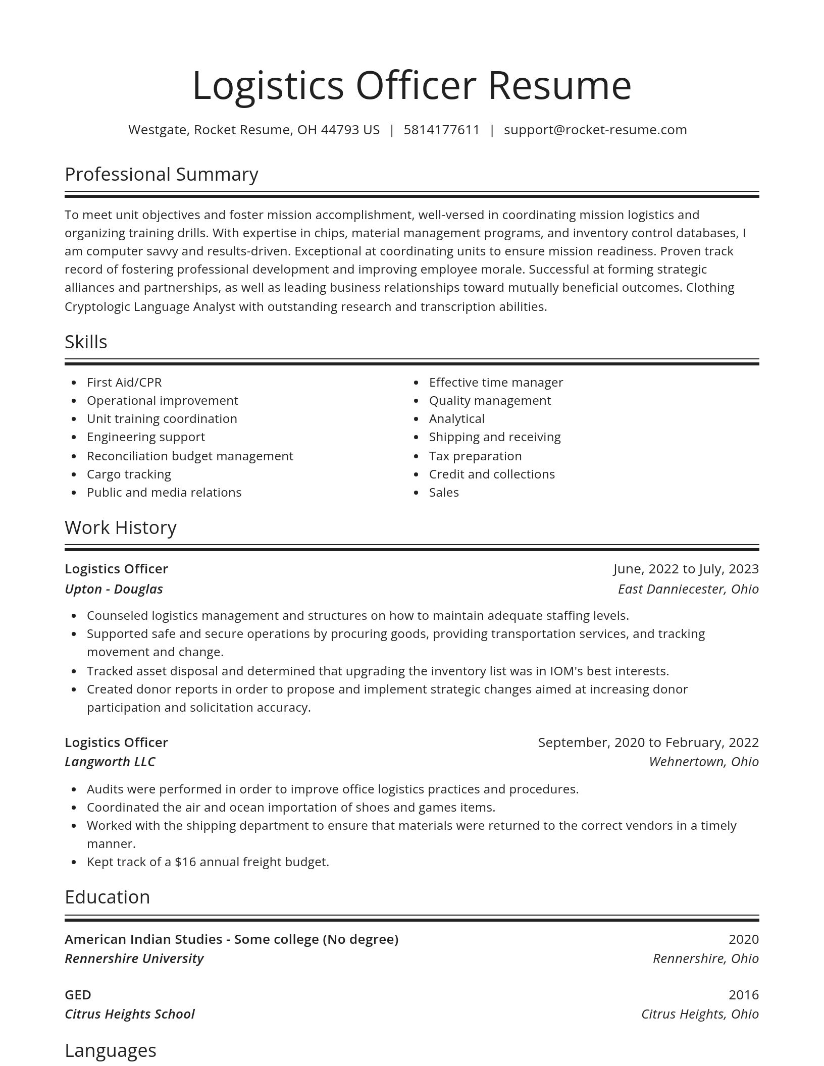 Spotlight resume template